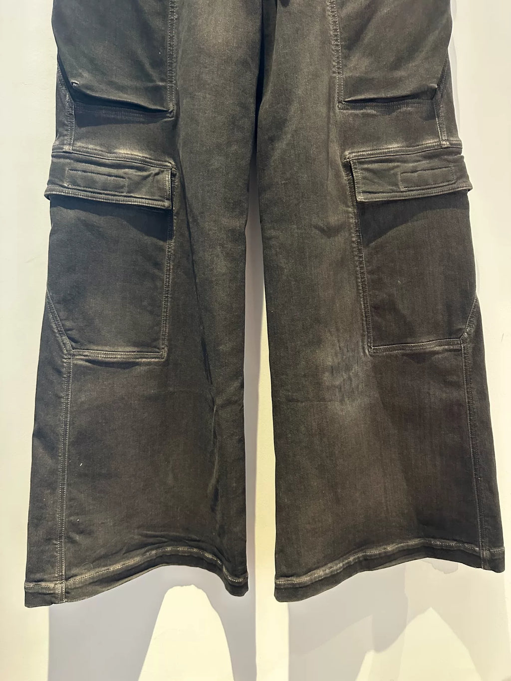 Rick Owens 23SS Bela Cargo Smoke Grey Washed Gradient Jeans