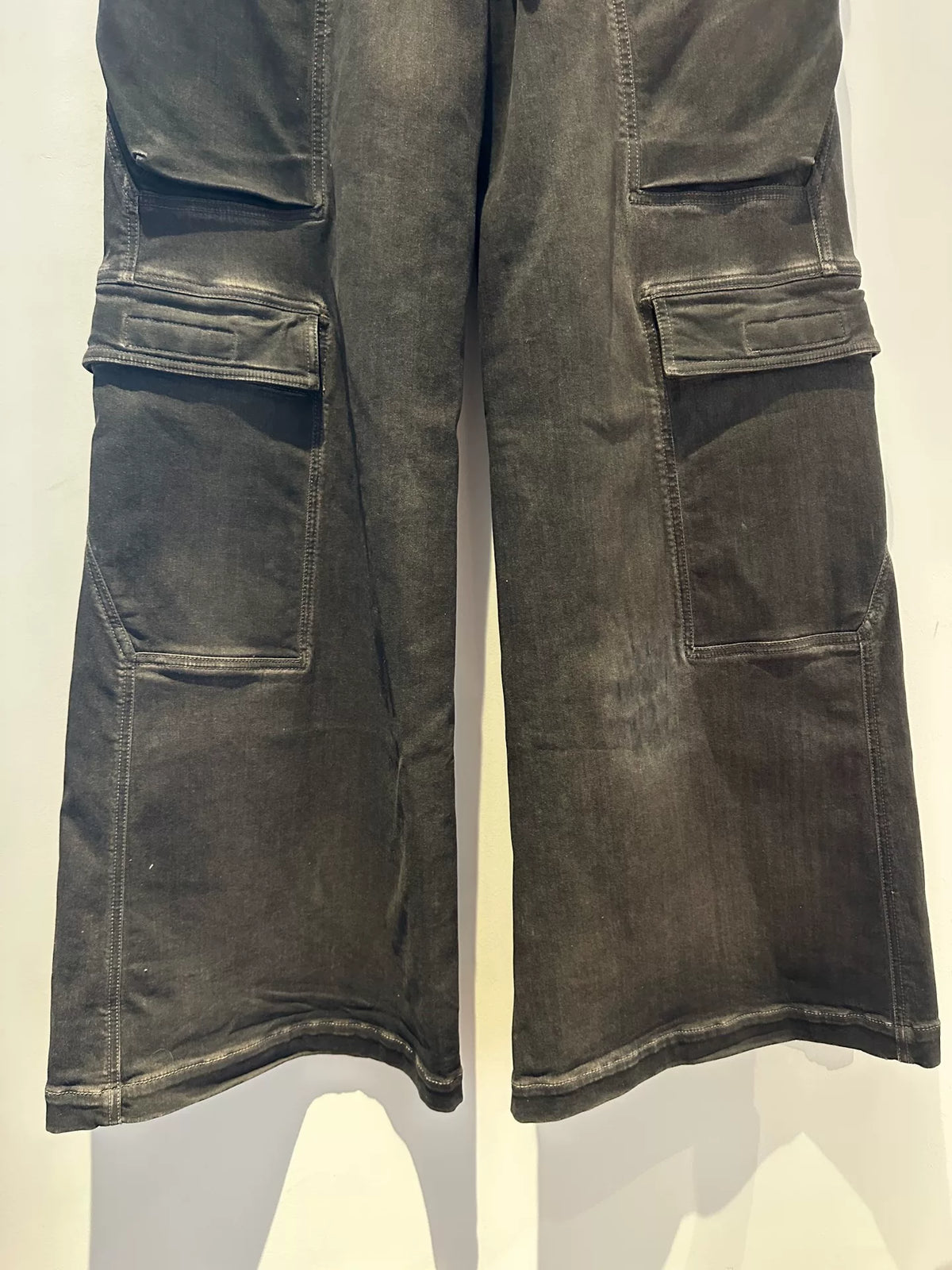 Rick Owens 23SS Bela Cargo Smoke Grey Washed Gradient Jeans
