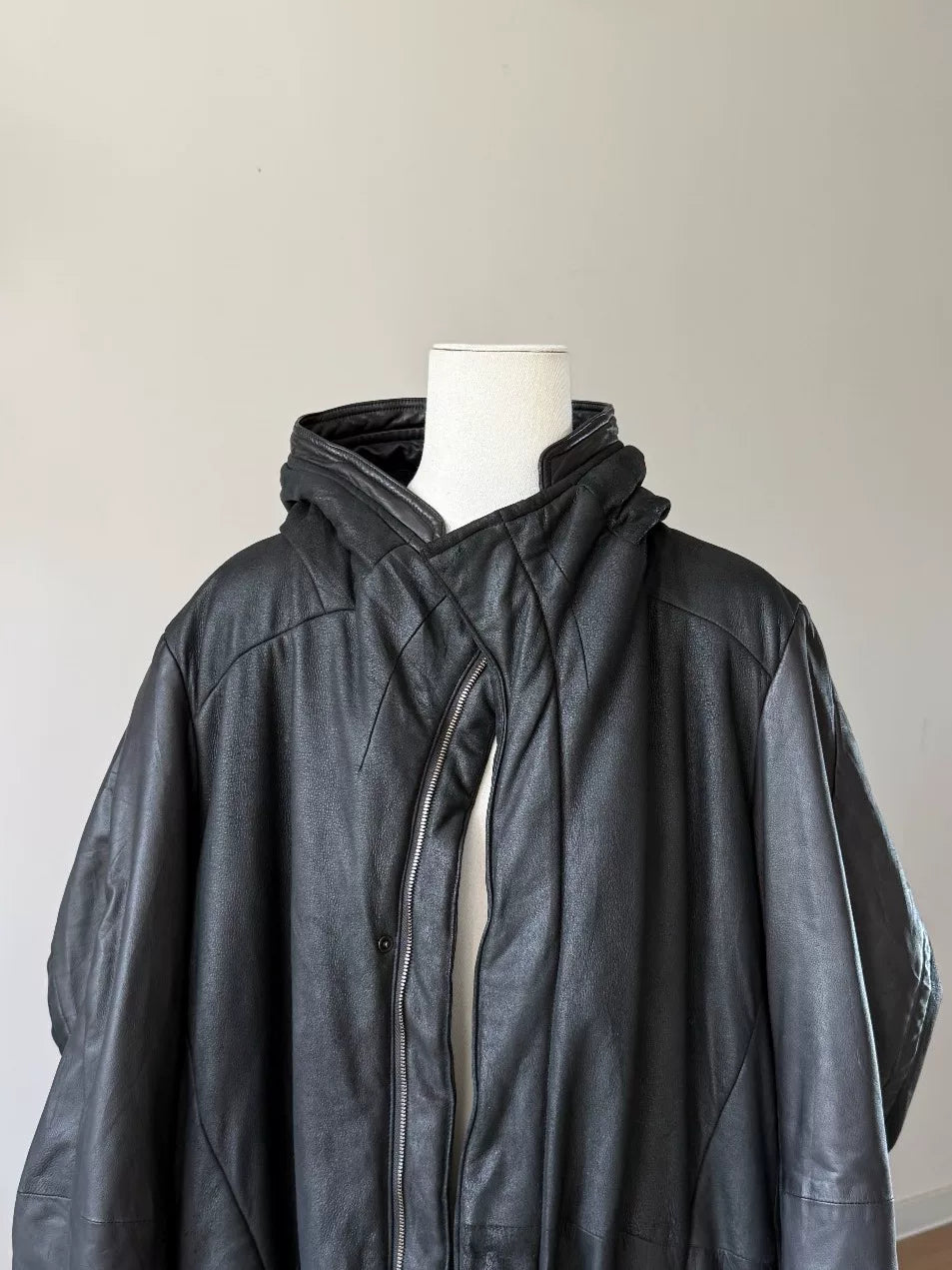 Julius AW12 Runway Hooded Lambskin Long Coat
