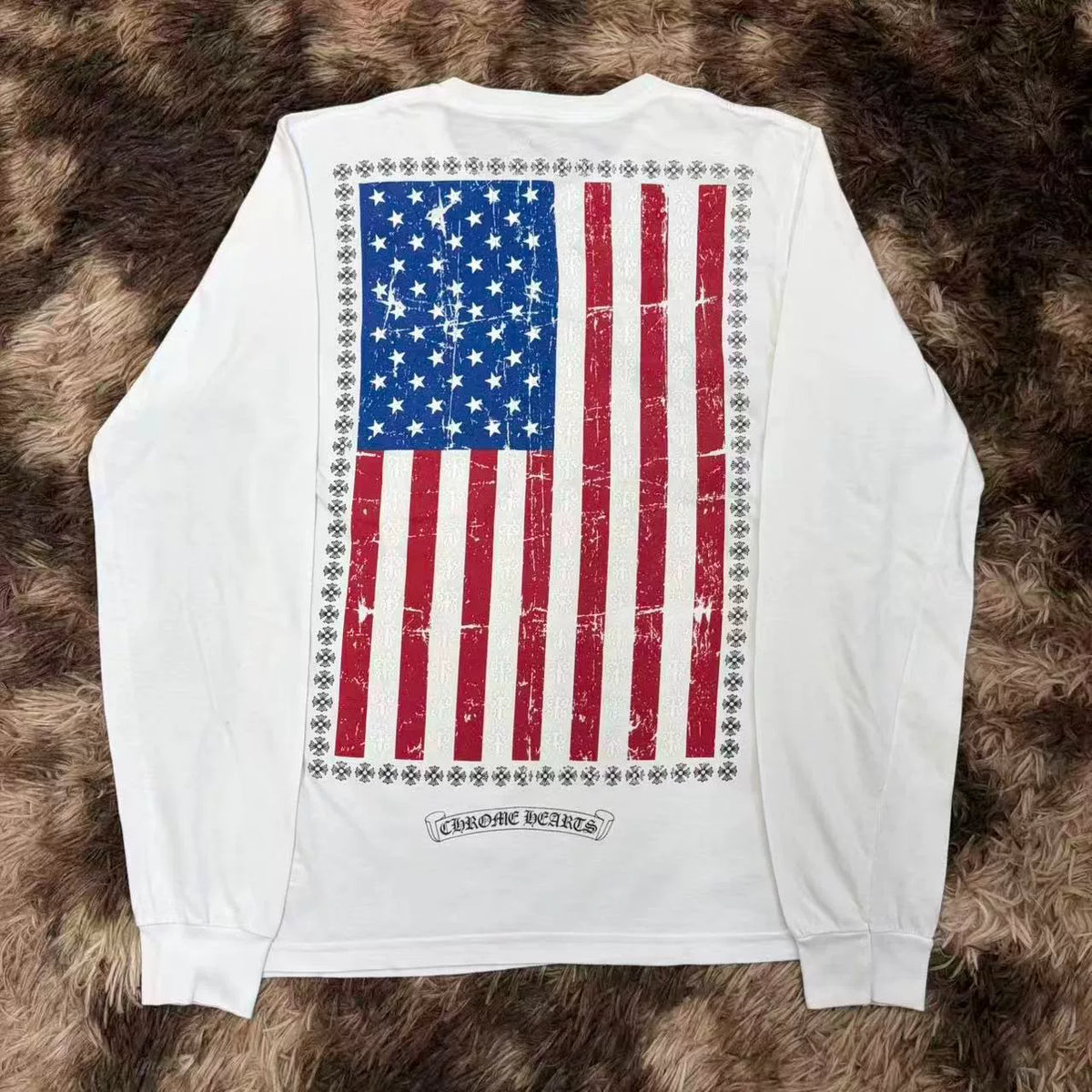 Chrome Hearts Back Flag Print Long Sleeve Top