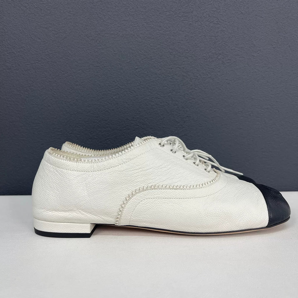 Chanel Black and White Leather Shoes