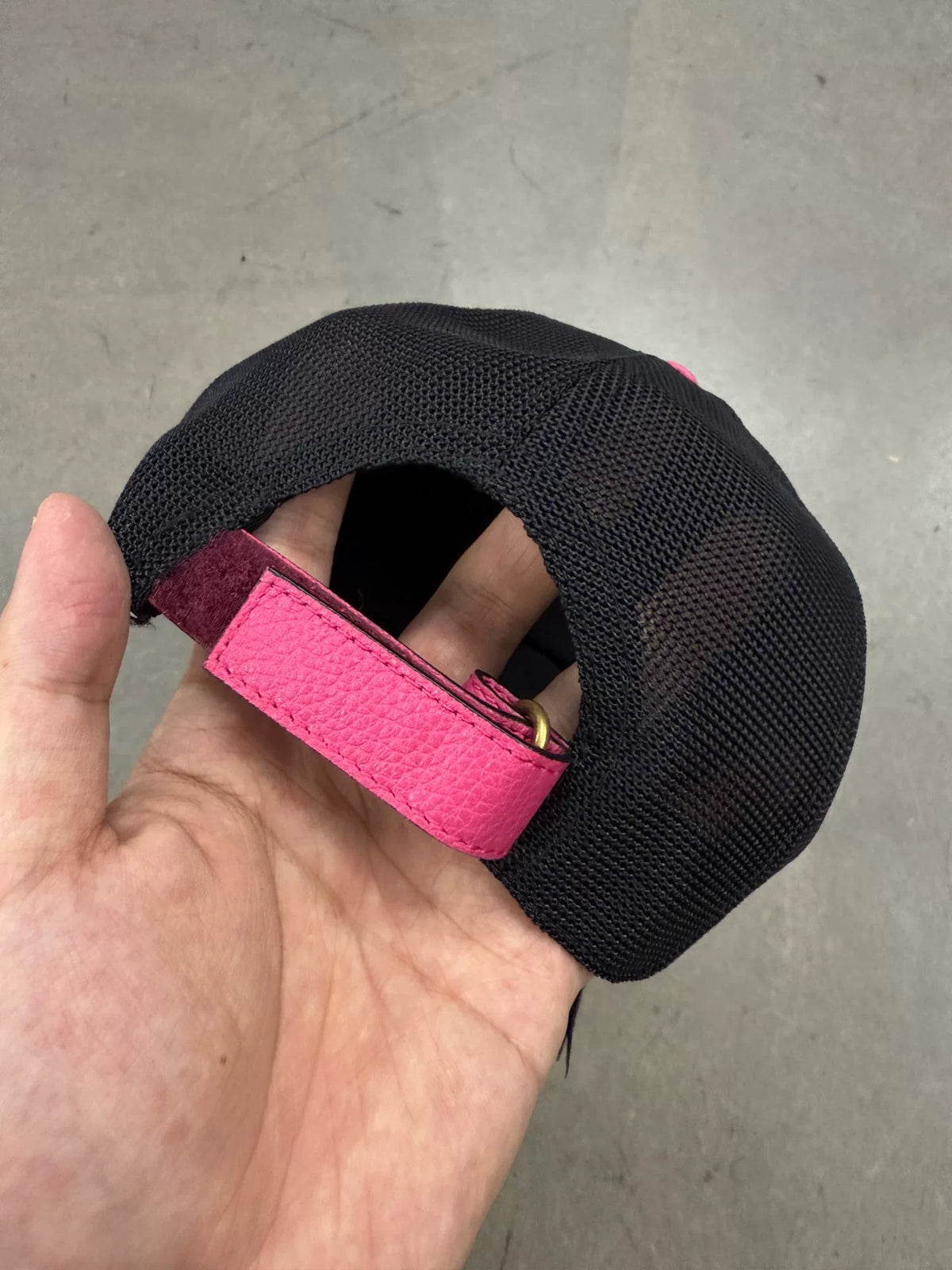 Gucci leather pink hat
