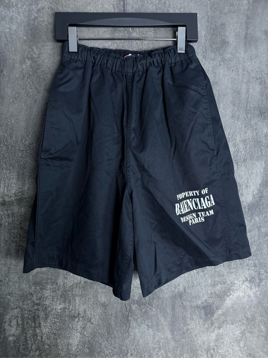 Balenciaga Black Slogan Nylon Shorts