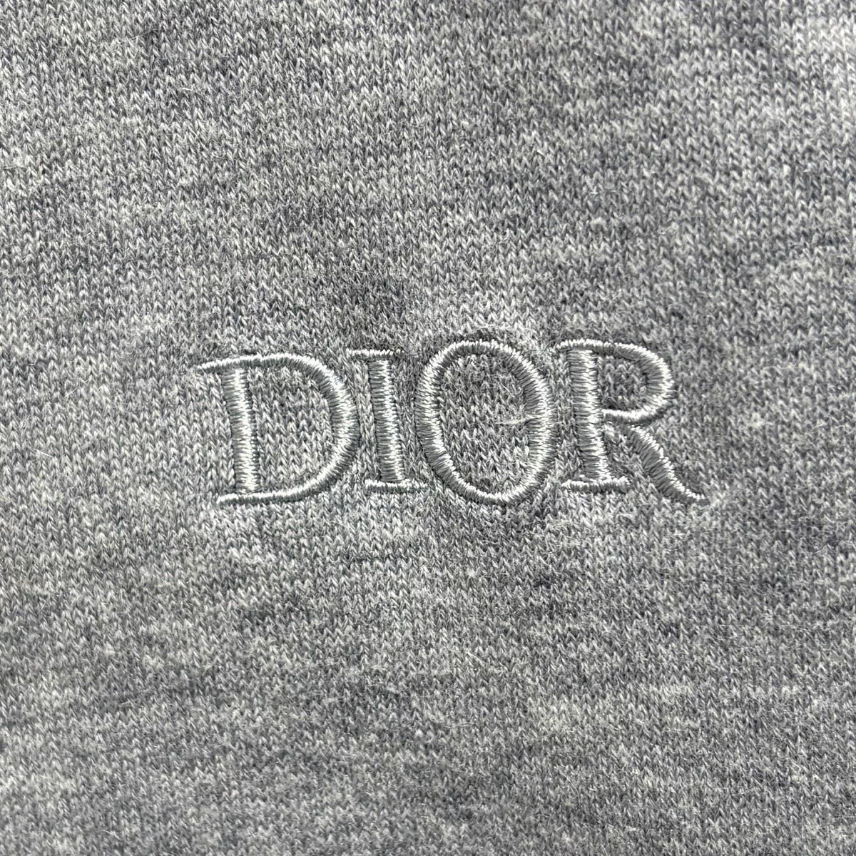 Dior Grey All-Over Print Lining Embroidered Logo Elastic Hem Zip-Up Cotton Cashmere Trousers