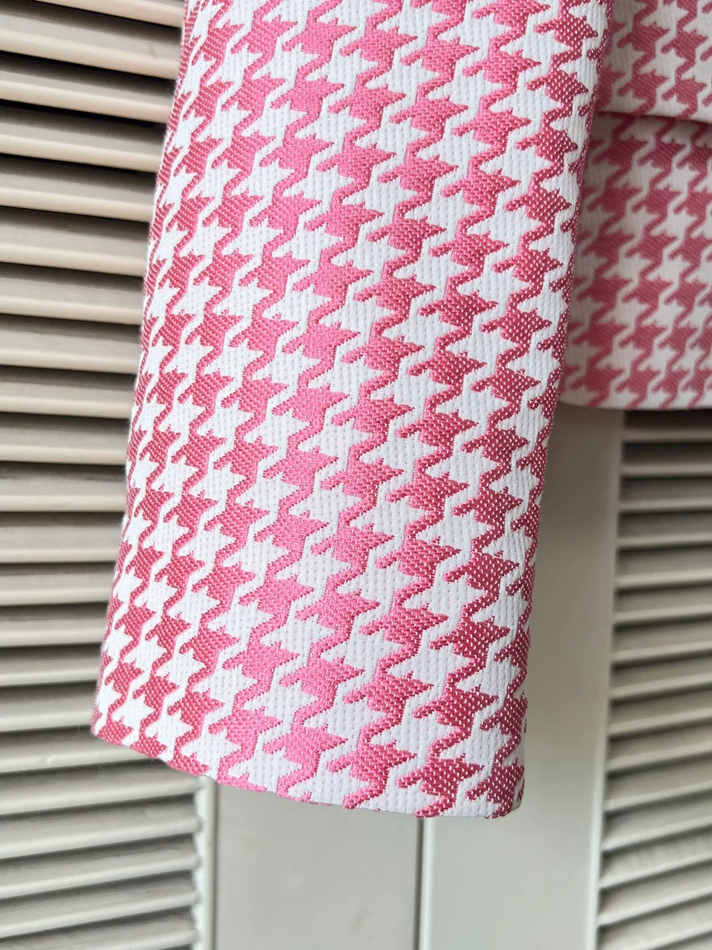 Dior pink houndstooth coat