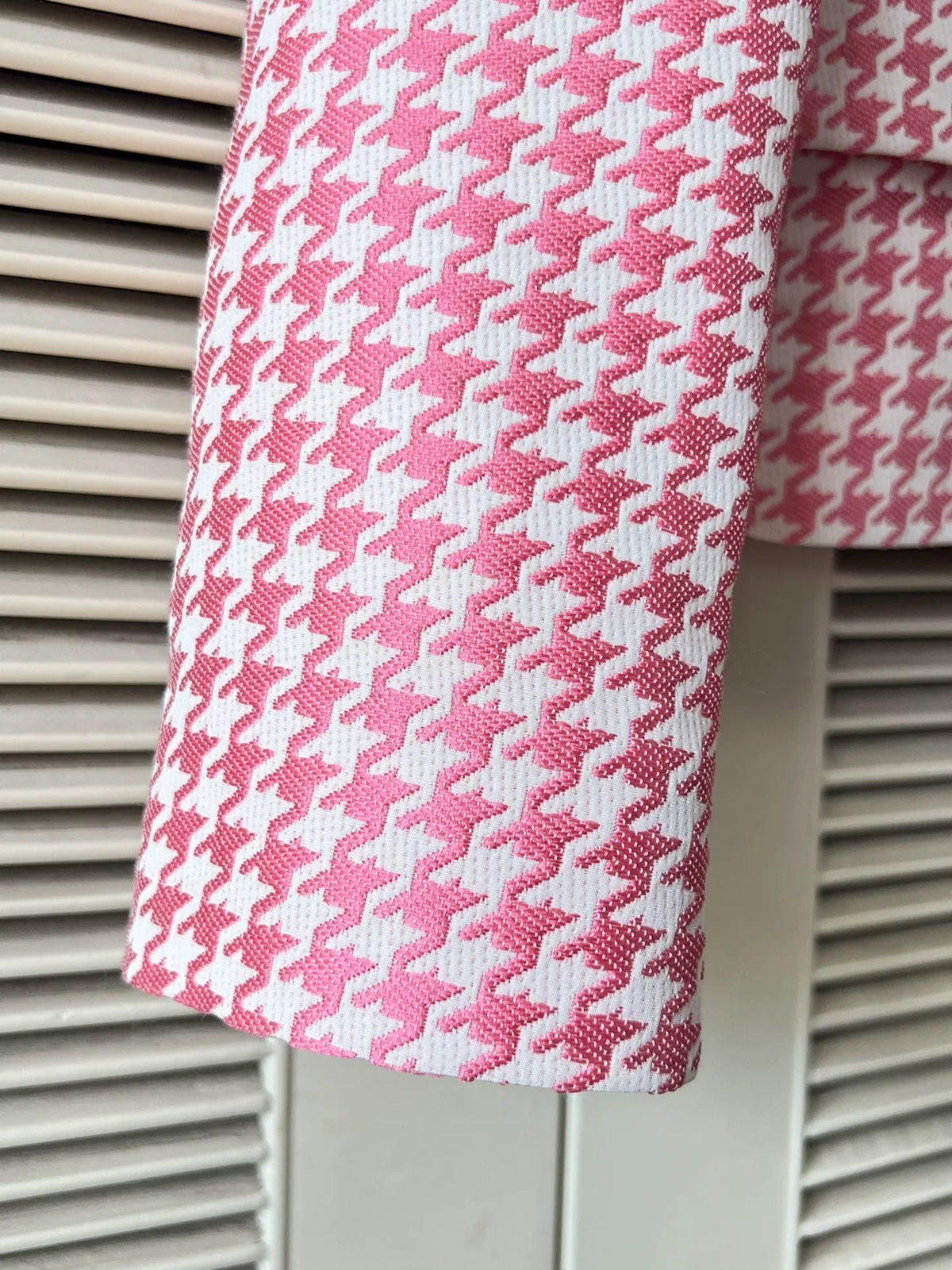 Dior pink houndstooth coat