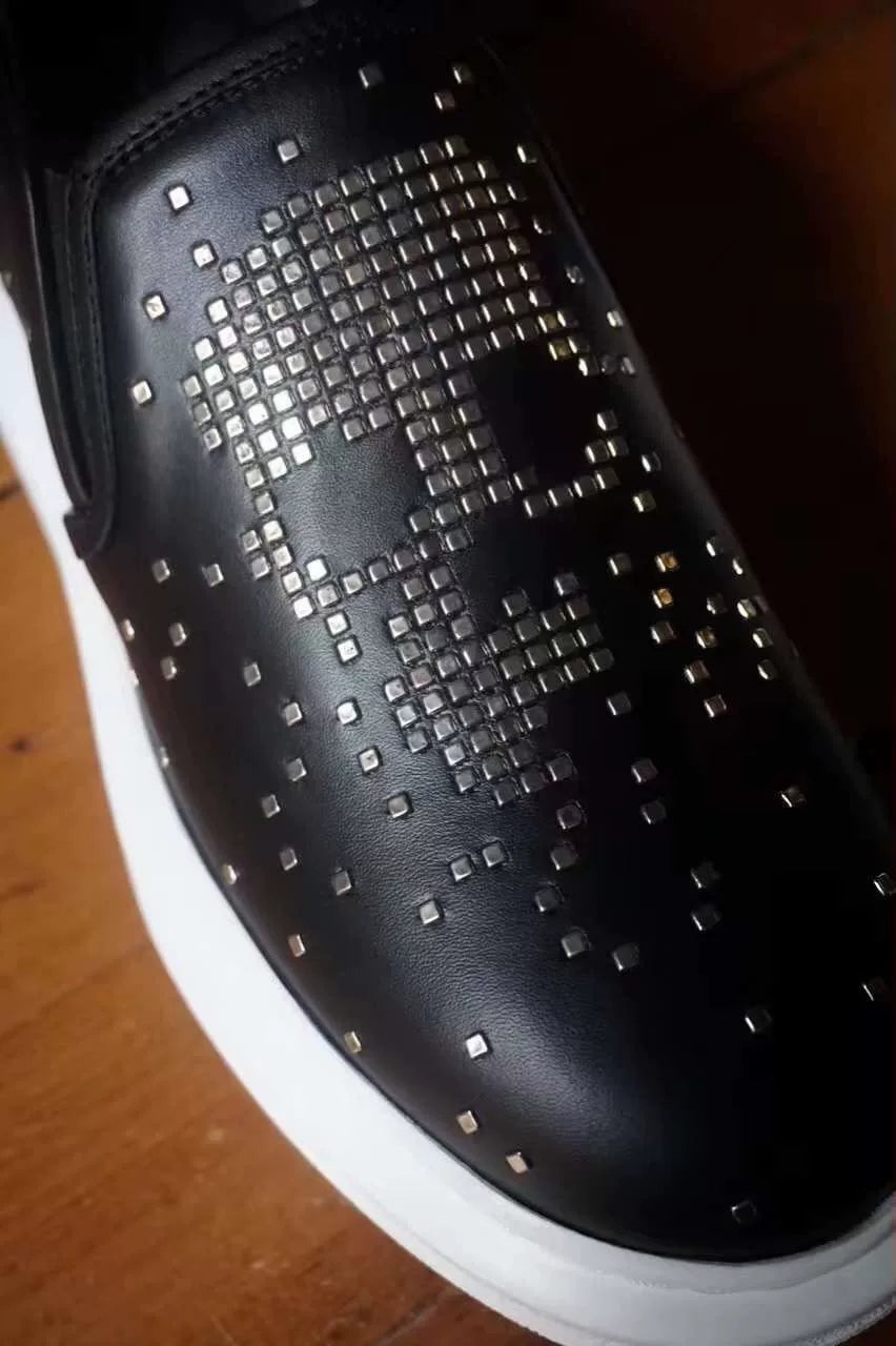 Alexander McQueen SS16 Black Studded Skull Platform Sneakers