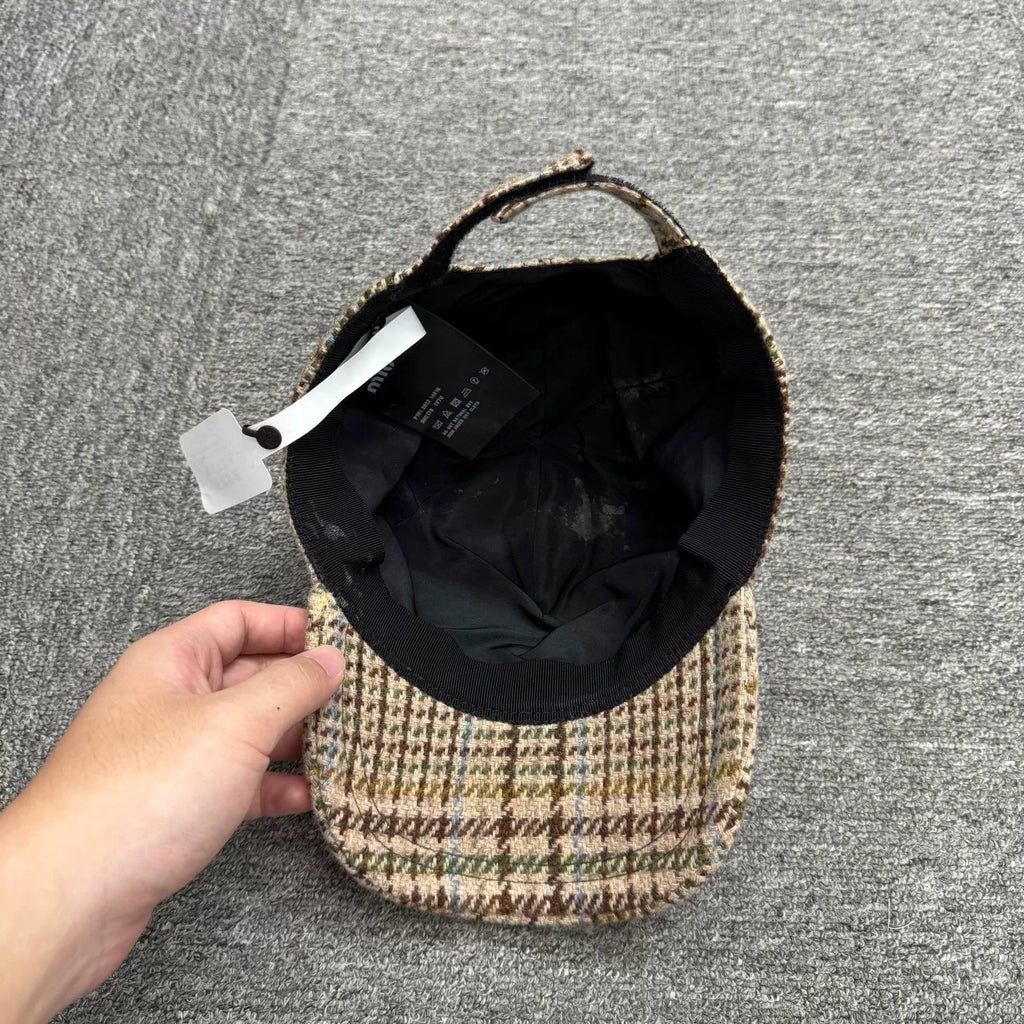 MIUMIU Plaid Wool Baseball Cap