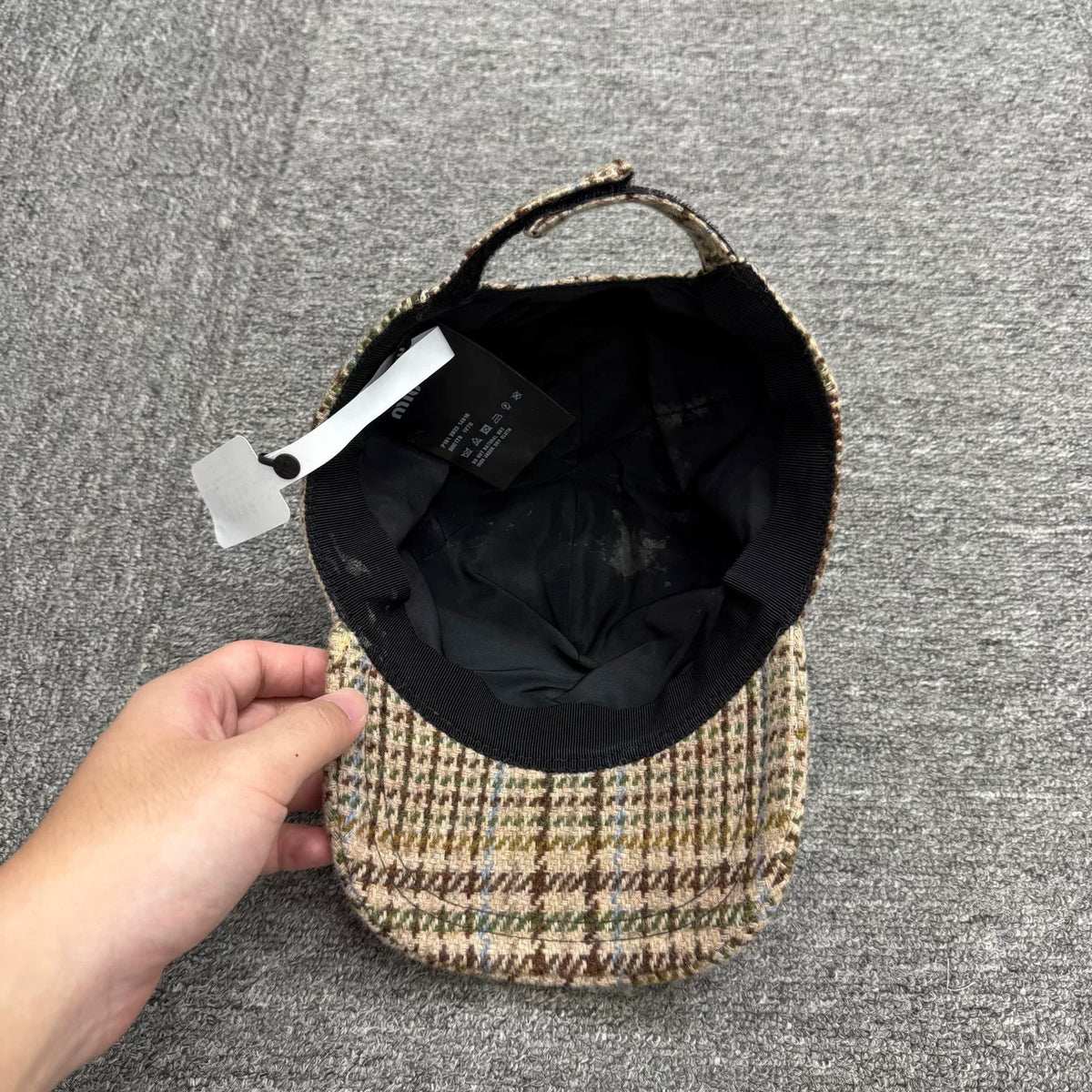 MIUMIU Plaid Wool Baseball Cap