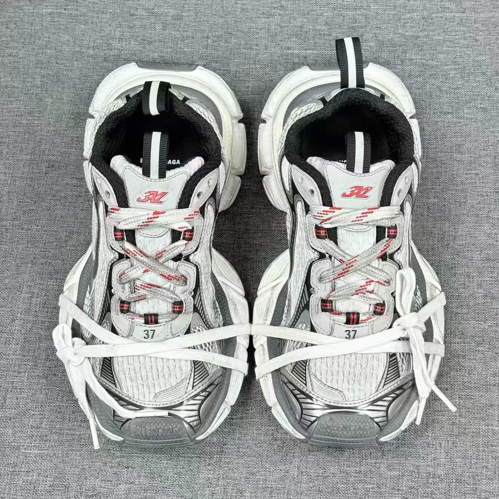 Balenciaga 3XL Grey Red Distressed Sneakers
