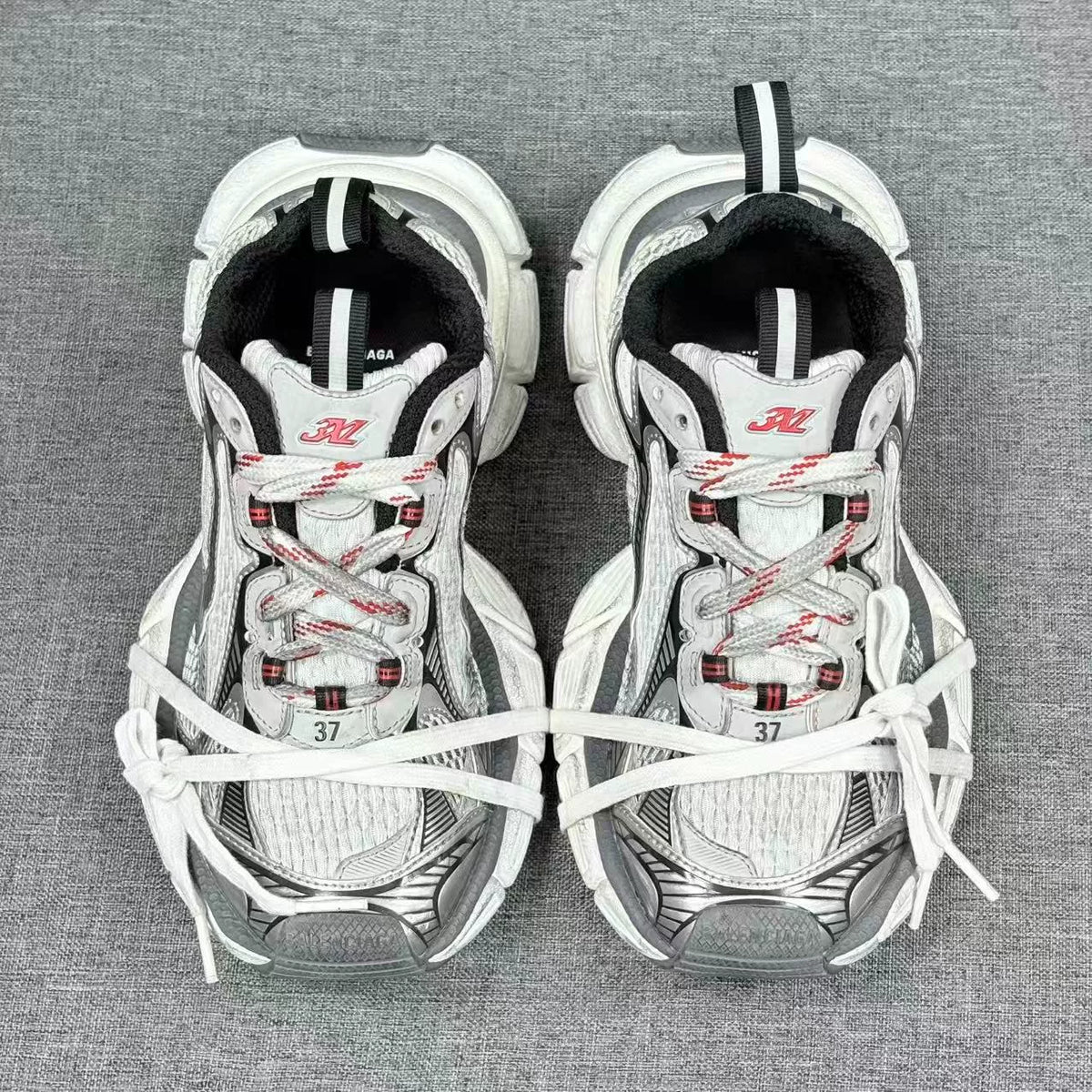 Balenciaga 3XL Grey Red Distressed Sneakers