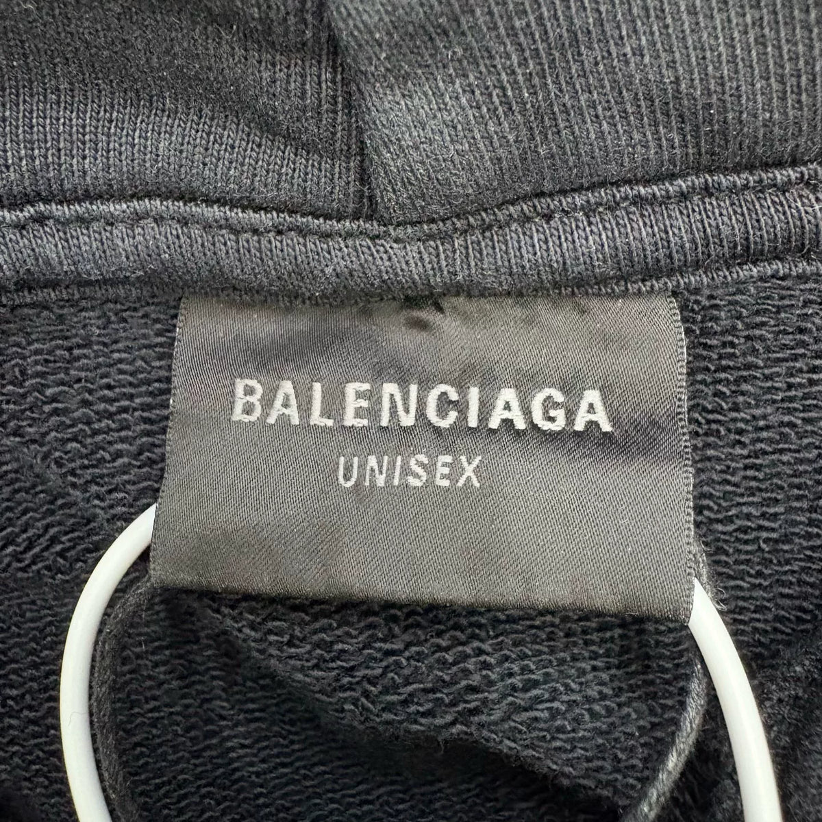 Balenciaga Black Distressed Wash Appliqué Logo Hooded Sweater