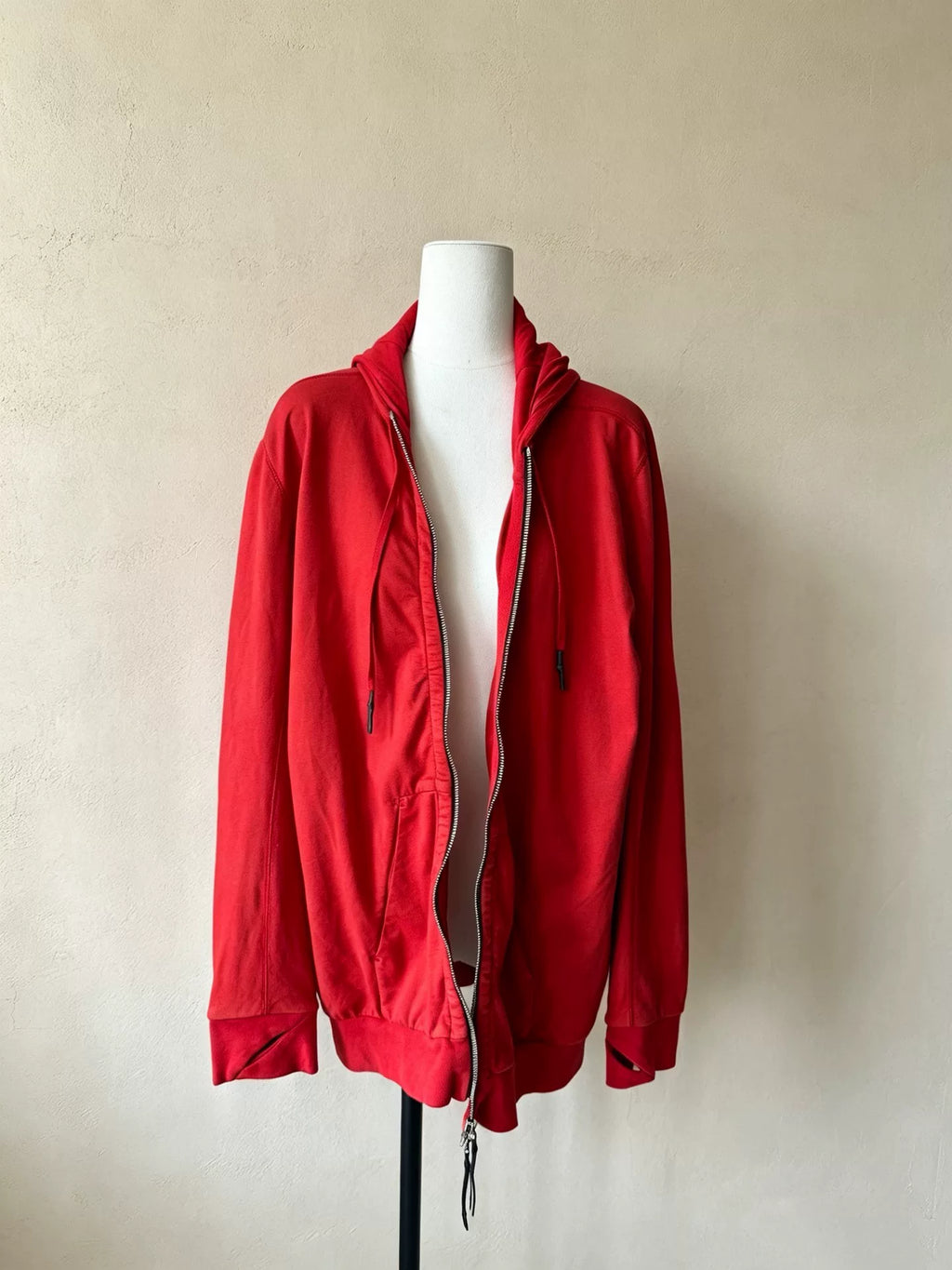 Boris Bidjan Saberi Orange Red Hooded Zip-Up Sweater by bbs
