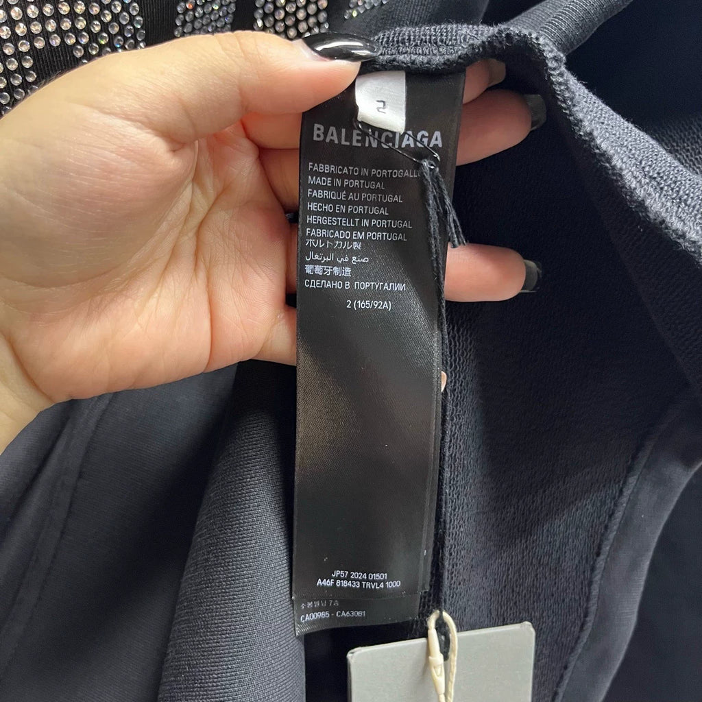 Balenciaga Black Letter Print Hooded Sweater