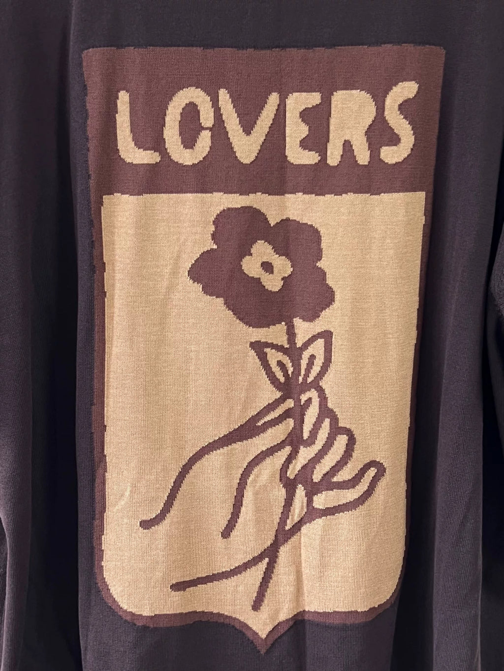 Louis Vuitton Virgil Abloh collaboration brown box logo knit short-sleeve shirt