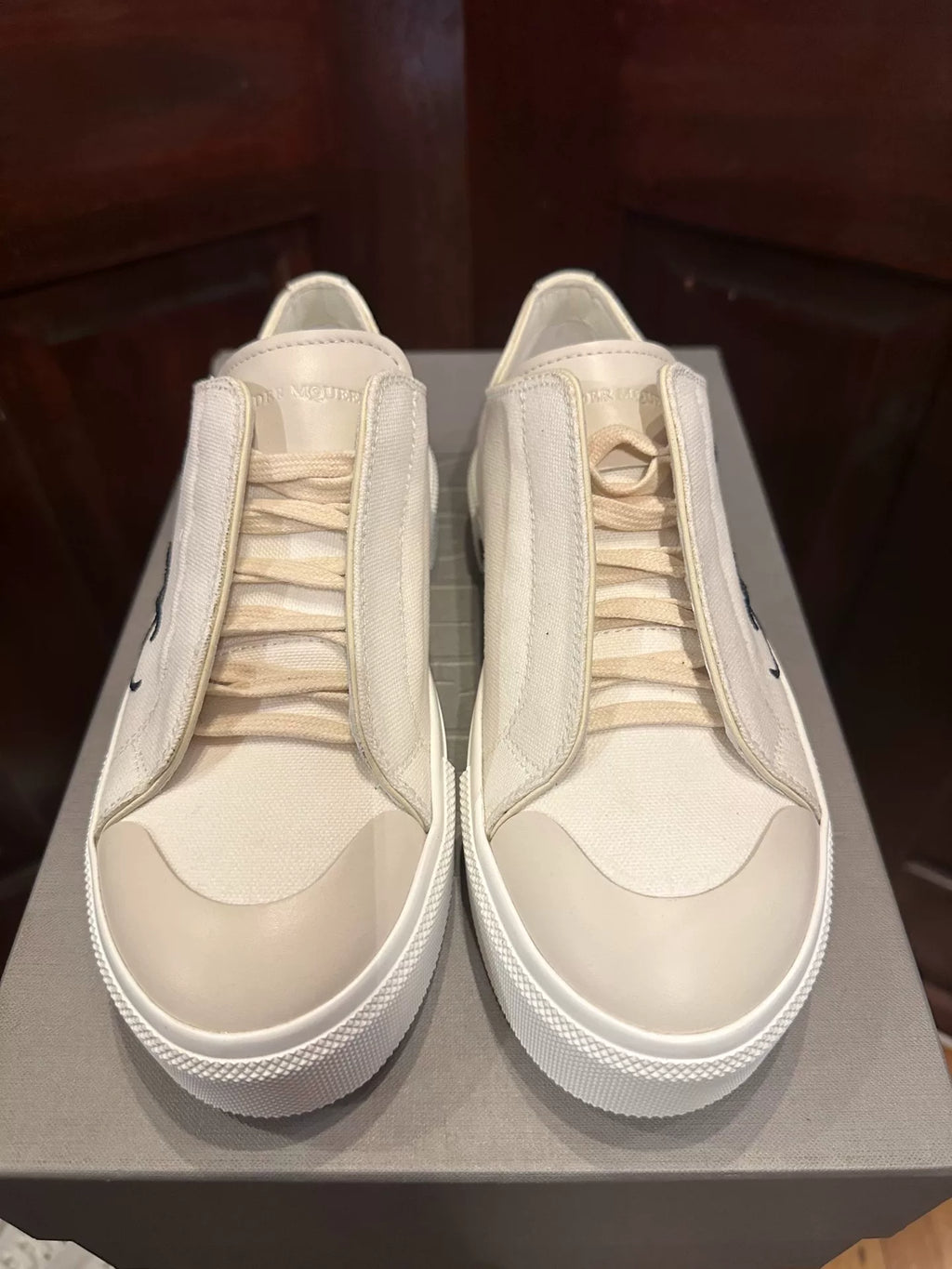 Alexander McQueen White Octopus Beaded Embroidered Canvas Low-Top Sneakers