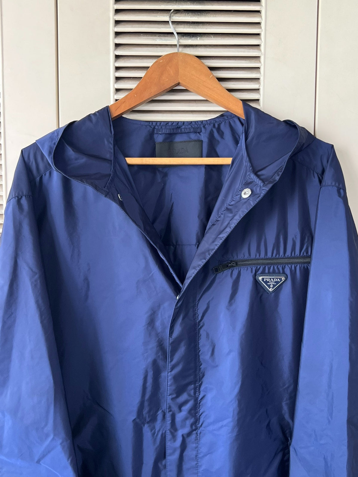 Prada Blue Nylon Triangle Logo Jacket