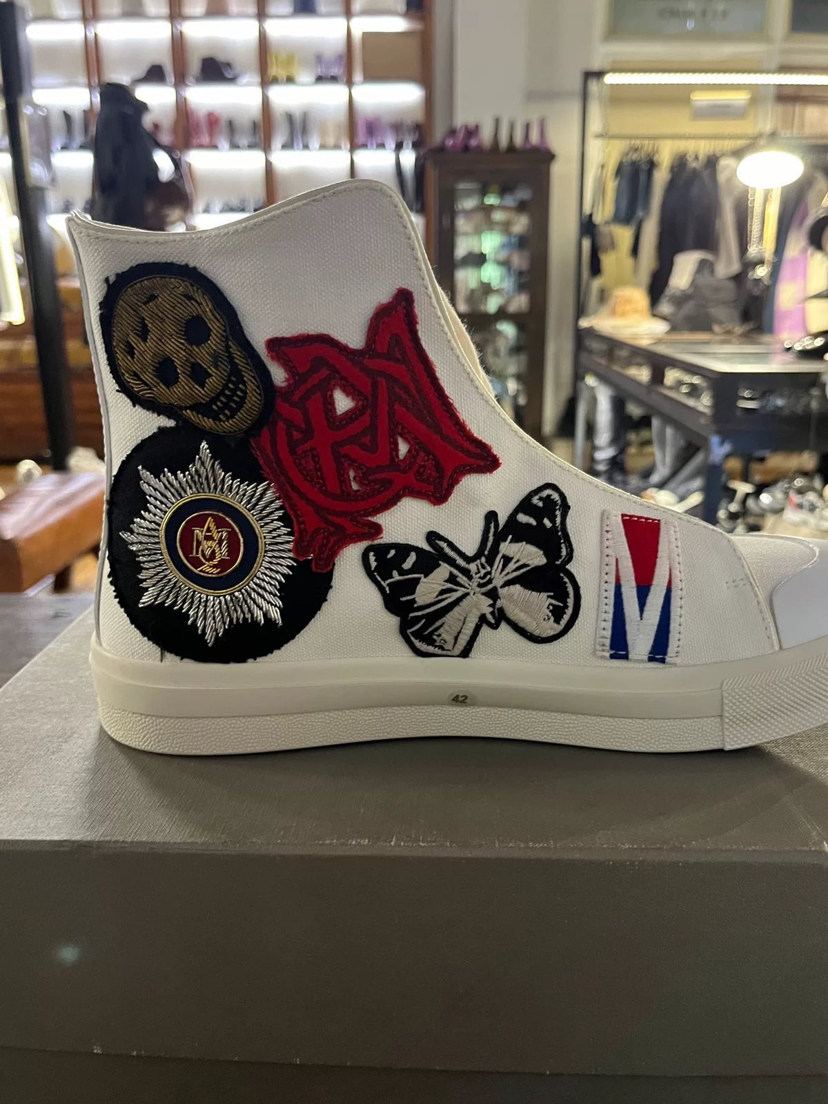Alexander McQueen SS17 White Badge Canvas High-Top Sneakers