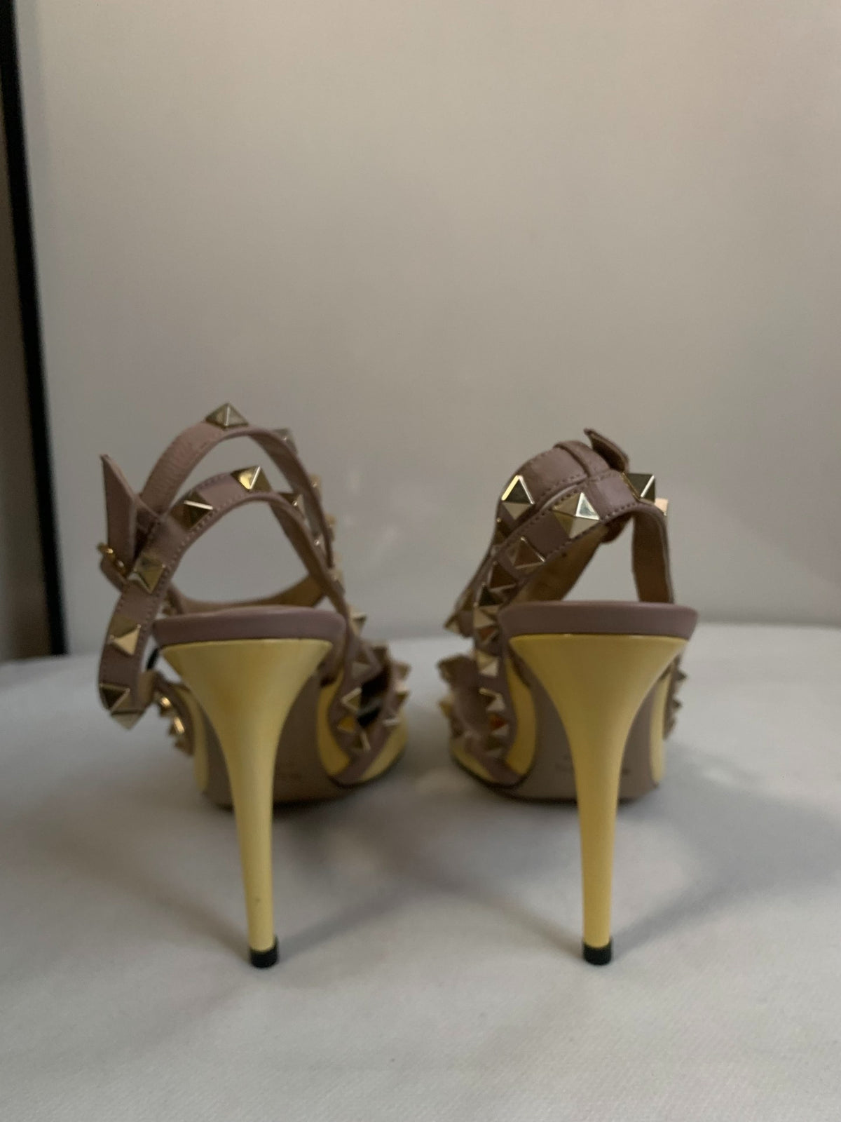 Valentino Gold Stud Patent Leather Pointed-Toe Heels