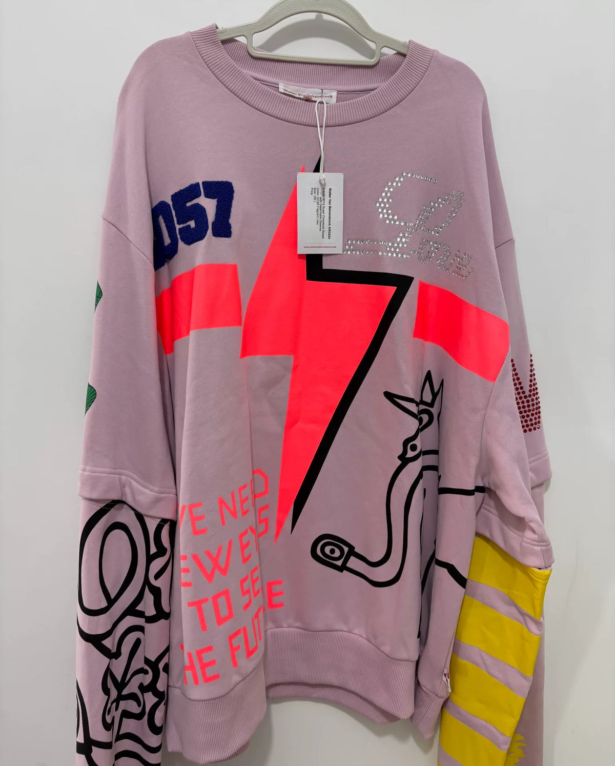 Walter Van Beirendonck deconstructed patchwork sweatshirt, Walter runway piece, 2023FW