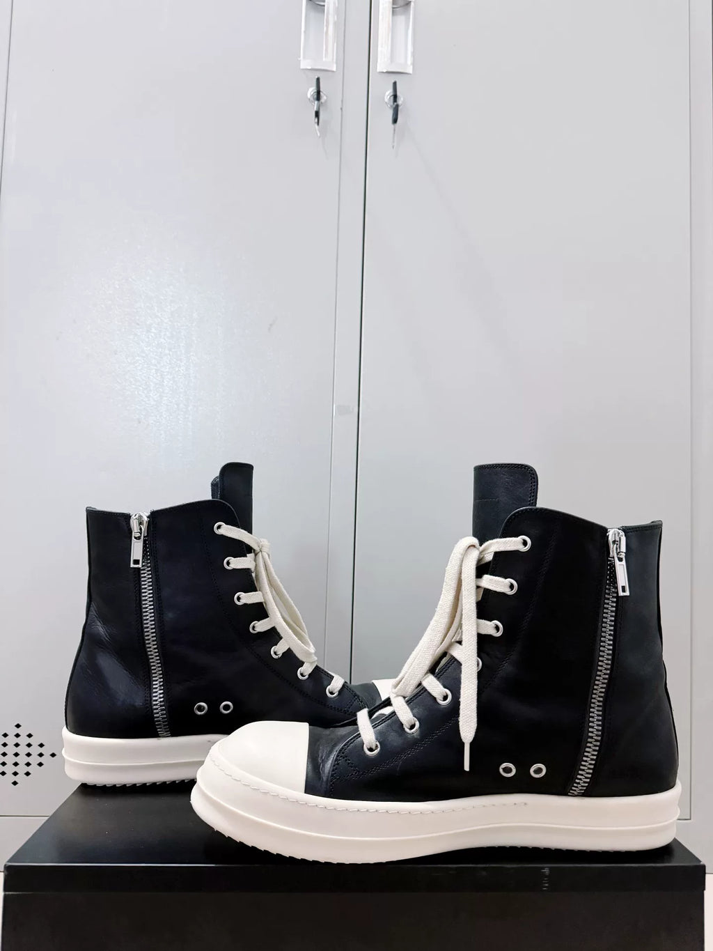 Rick Owens Black High-Top Cowhide Large Converse Sneakers