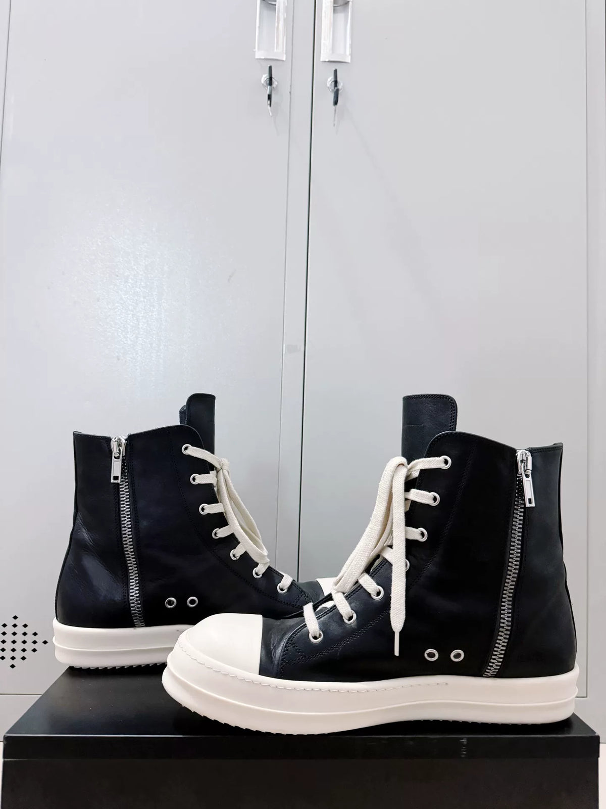 Rick Owens Black High-Top Cowhide Large Converse Sneakers