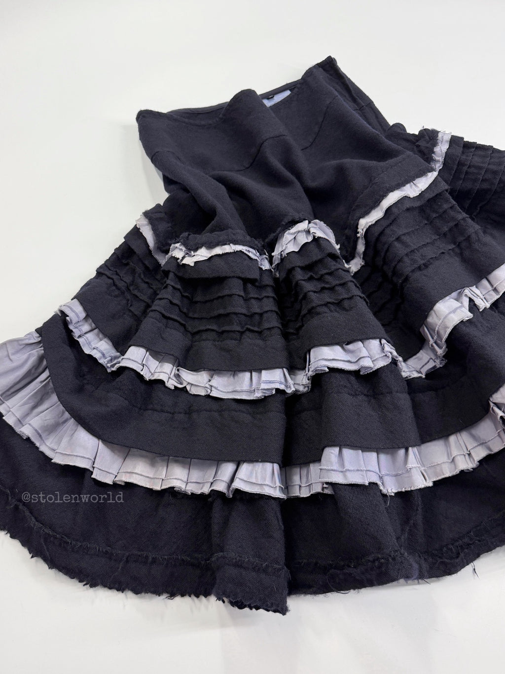 Comme Des Garcons Ruffled Tiered Navy Skirt - Devines