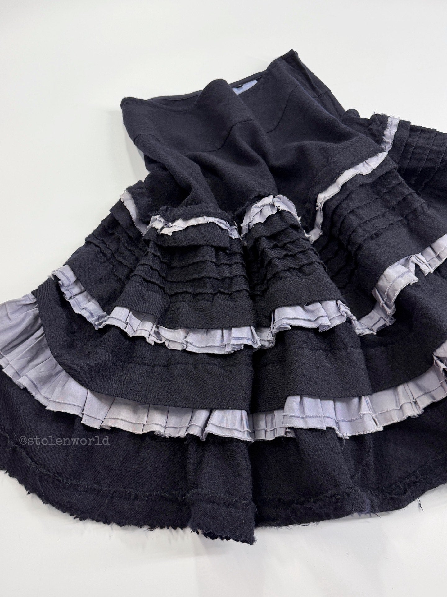 Comme Des Garcons Ruffled Tiered Navy Skirt - Devines