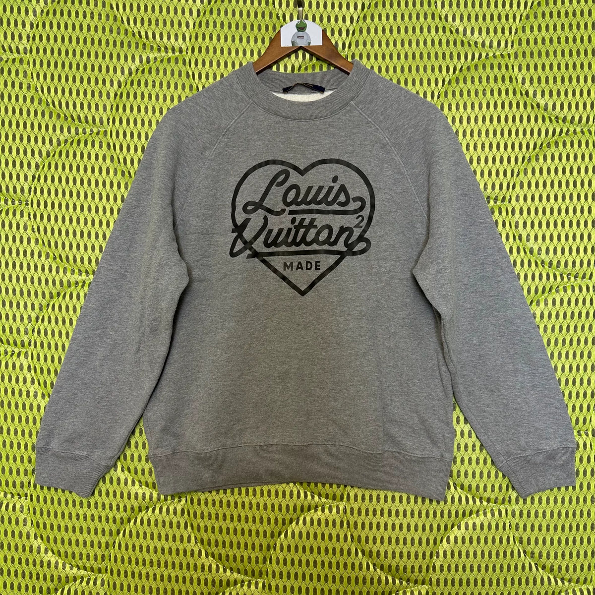 Louis Vuitton x Nigo Heart Handwritten LV MADE Print Crew Neck Cotton Sweater