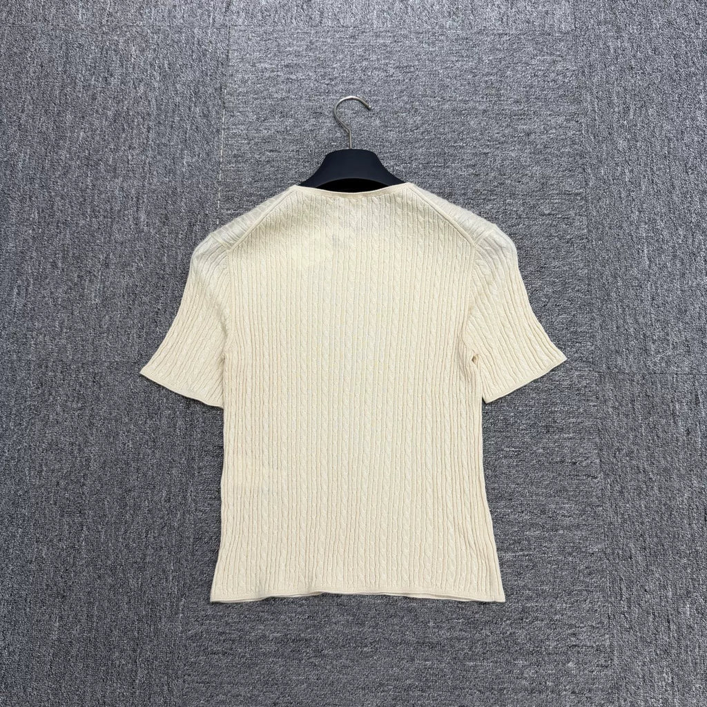Loro Piana Cable Knit Short Sleeve Top