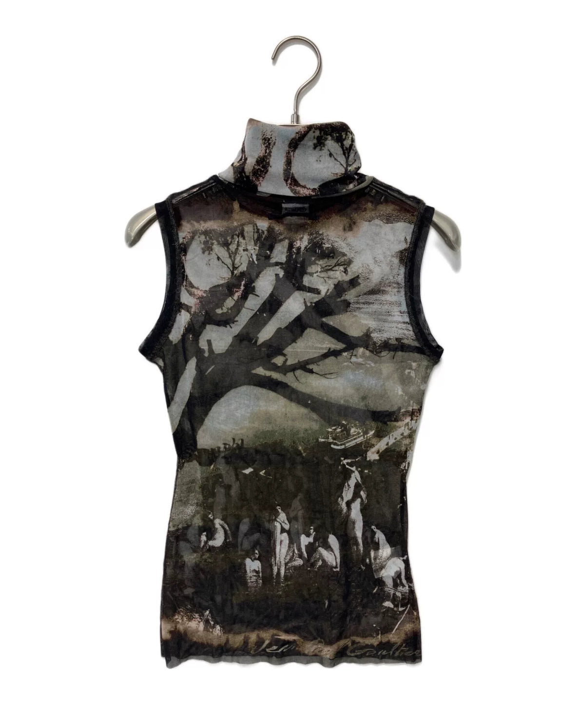 Jean Paul Gaultier Portrait Turtleneck Sleeveless Mesh Top