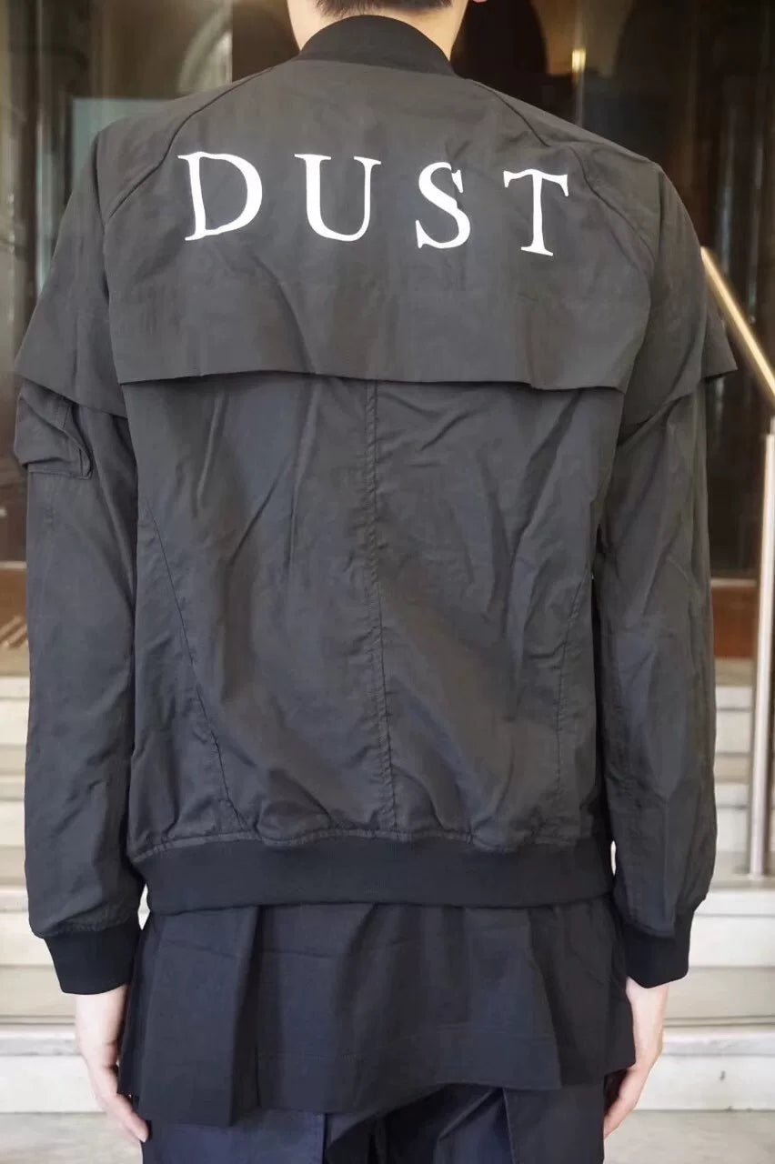 Julius AW17 Black DUST Double-Layer Sleeve Flight Jacket Viscose Cotton Jacket