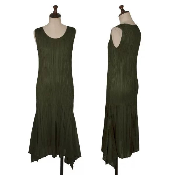 Issey Miyake Vintage Green Pleated Dress