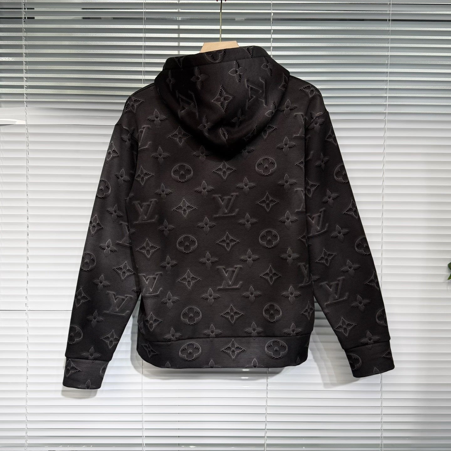 Louis Vuitton Hooded All-Over Logo Print Striped Black Hoodie