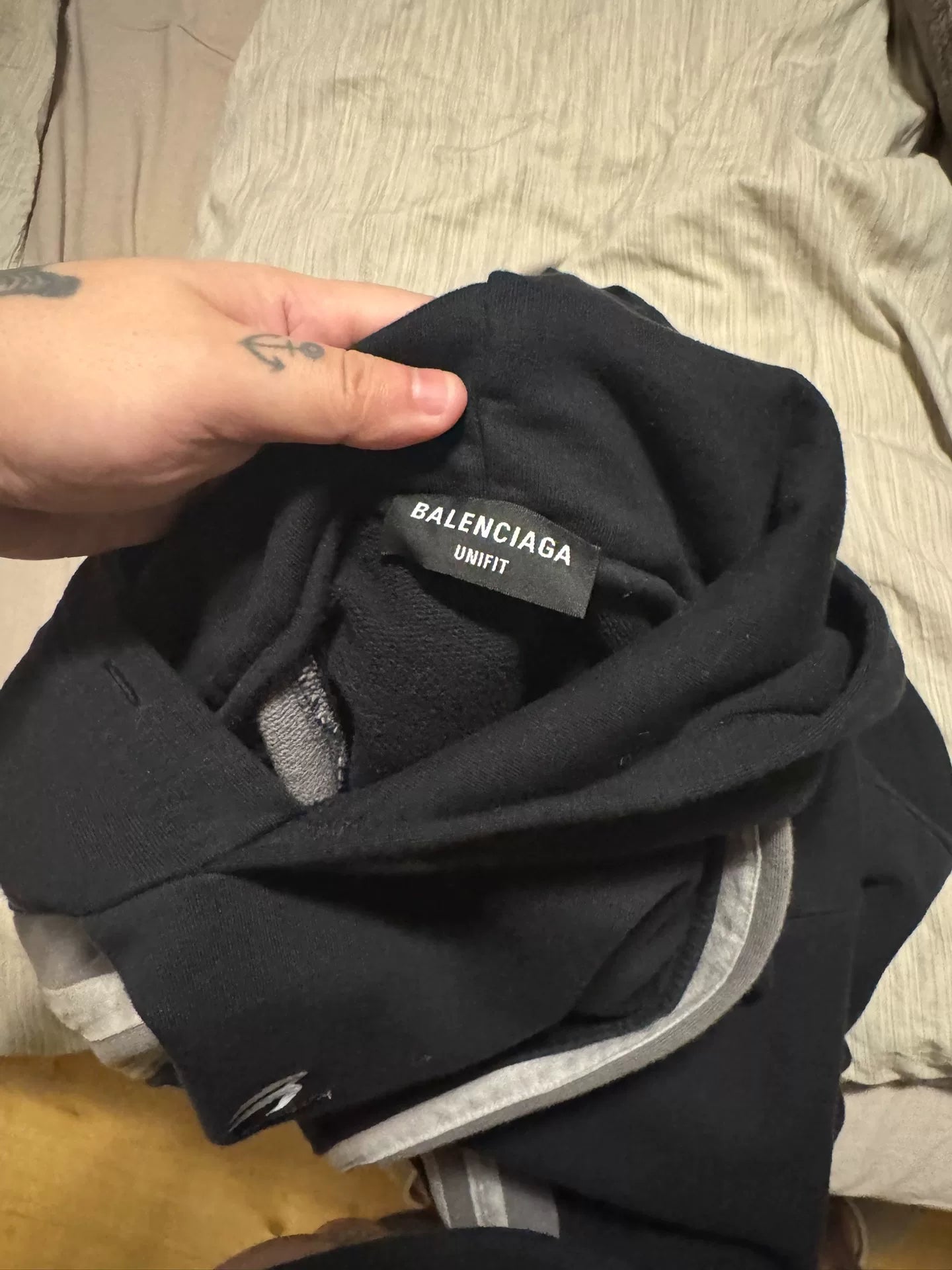 Balenciaga Distressed Double Stripe Hoodie