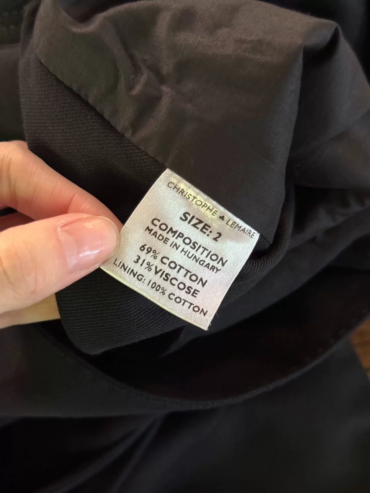 Christophe Lemaire Black Belted Cotton Viscose Coat