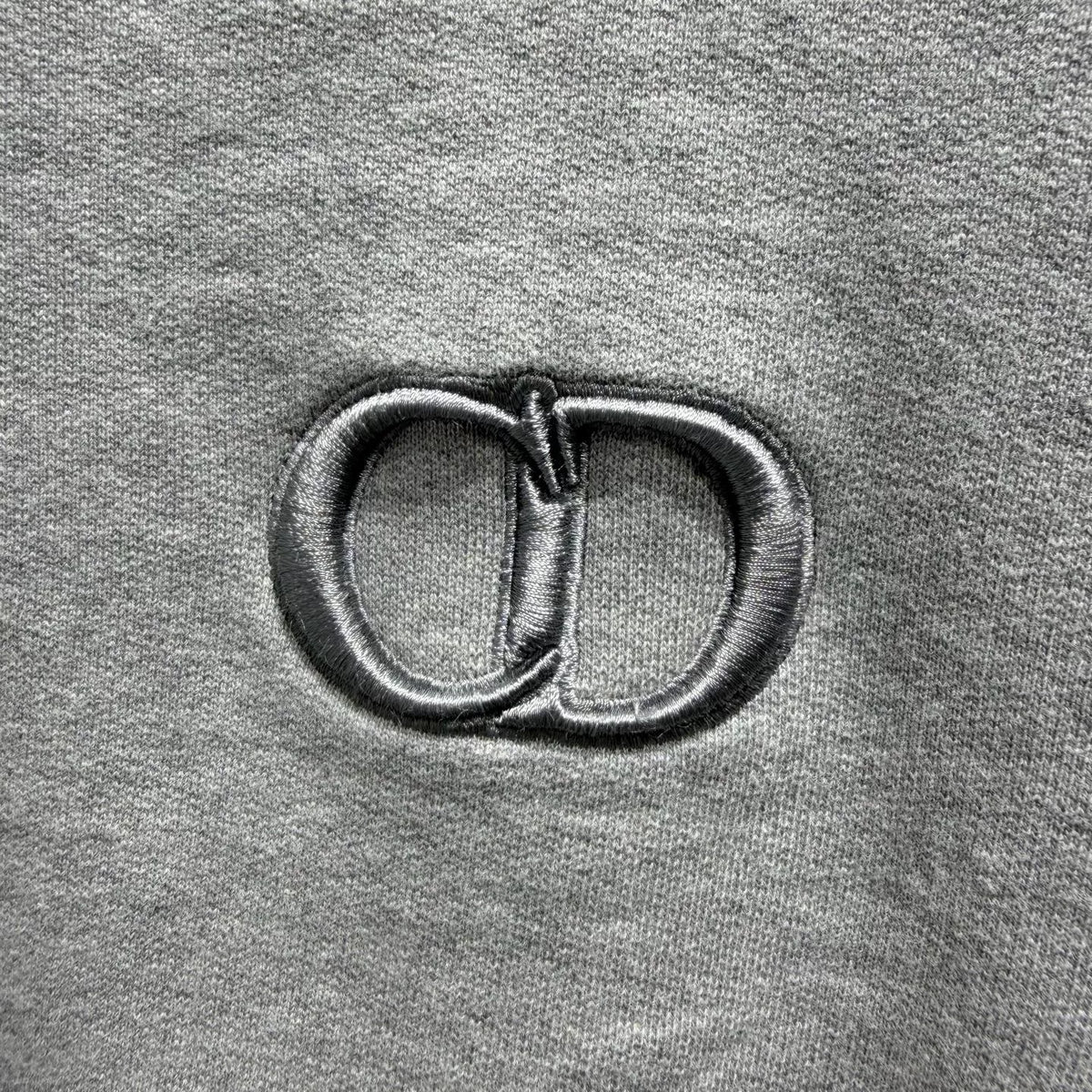 Dior Grey CD Letter Embroidered Combed Cotton Hooded Sweater