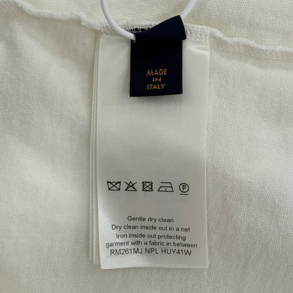 Louis Vuitton LV new embroidered logo blue slogan short-sleeve shirt