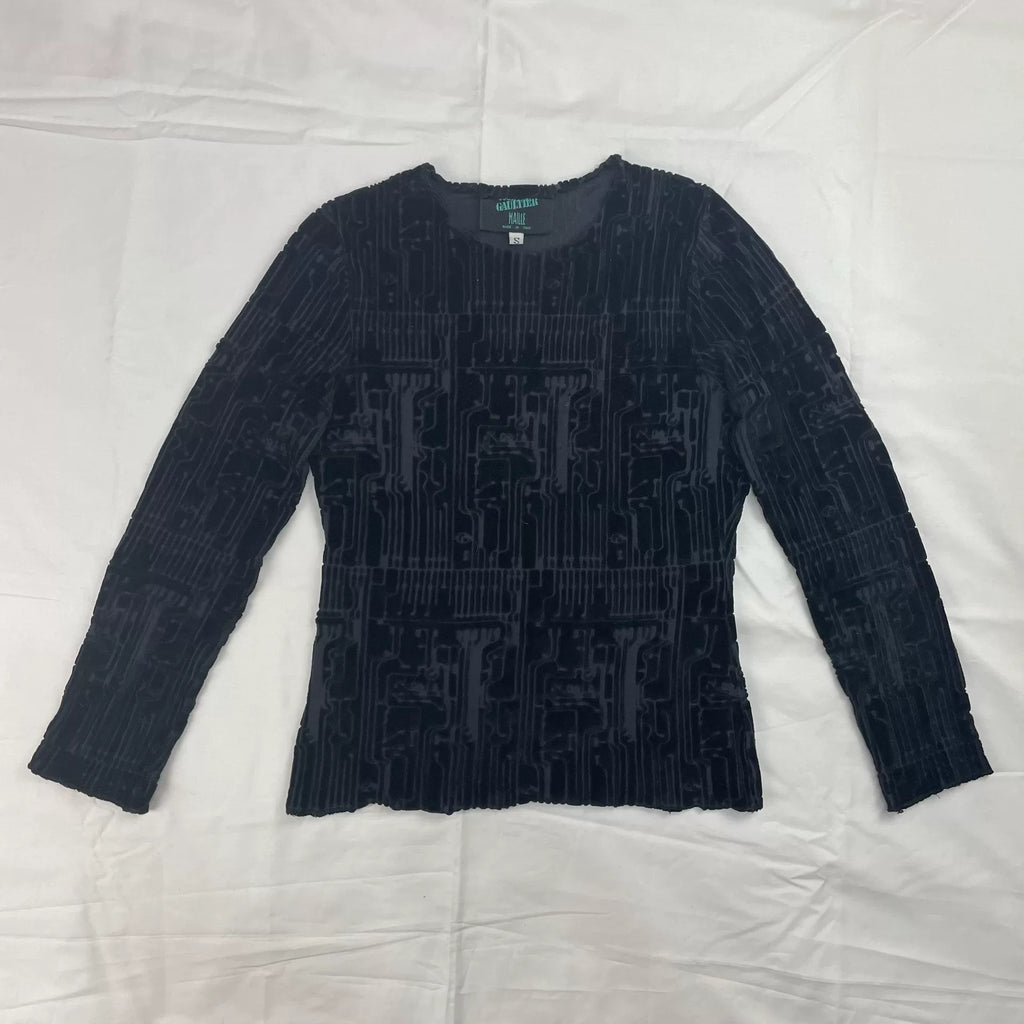 1995 Fall/Winter Jean Paul Gaultier Cyber Circuit Board Velvet Mesh Tattoo Top
