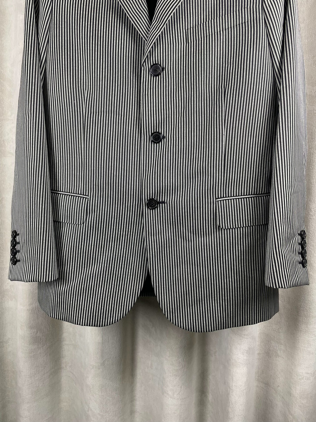 Saint Laurent SS15 Black White Stripe Suit