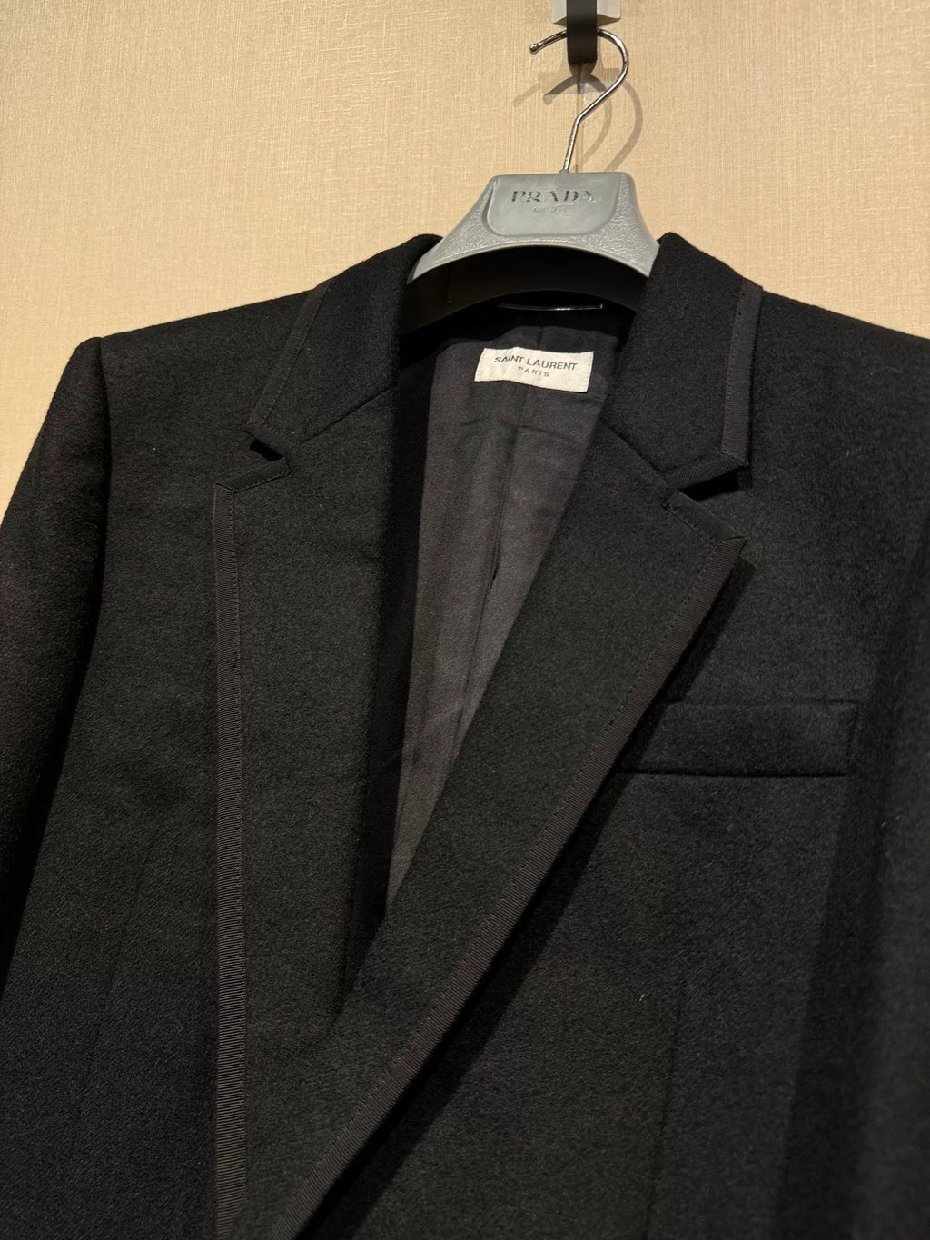 Saint Laurent Black Embroidered Trim Lambswool Blazer