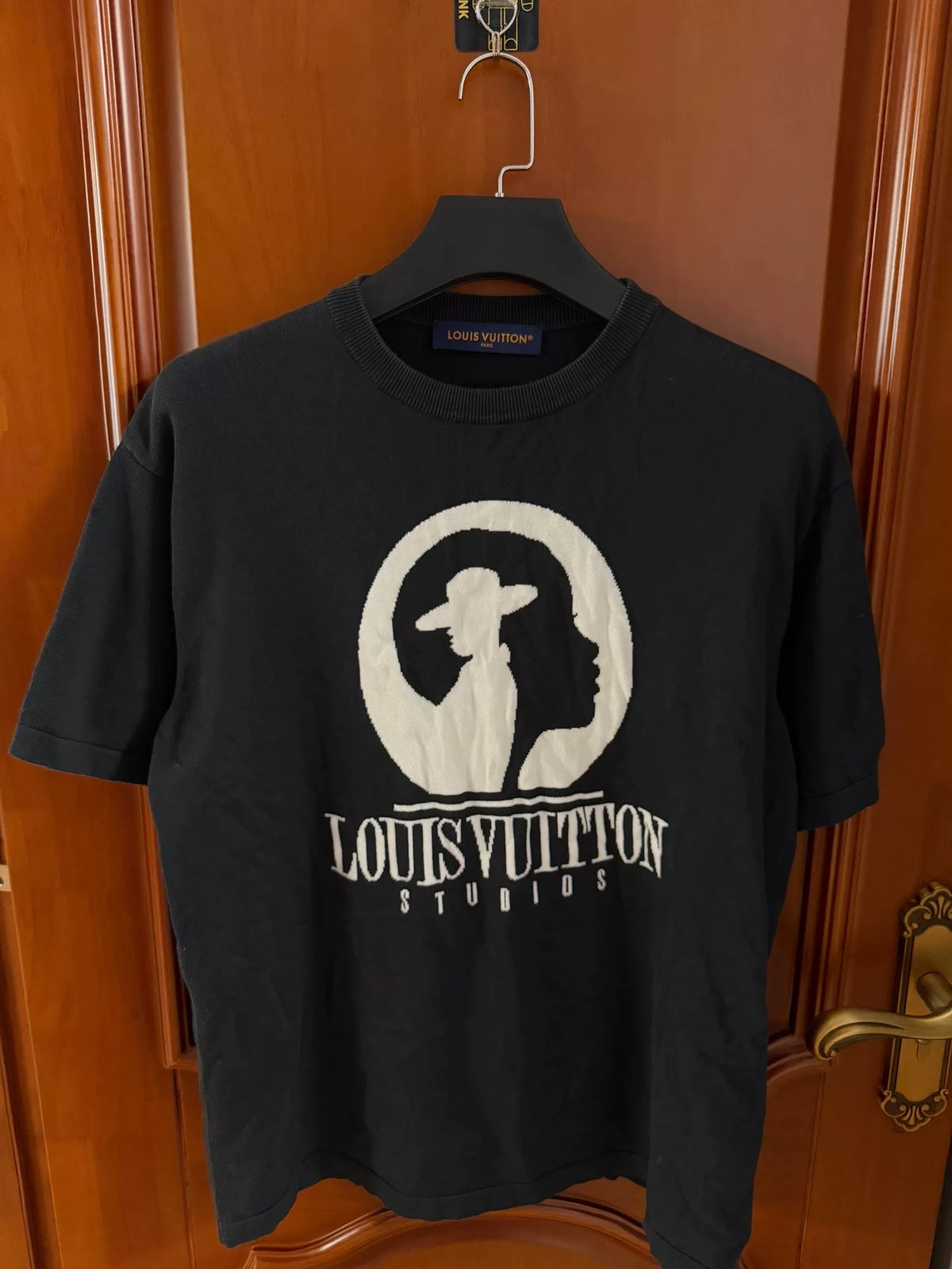 Louis Vuitton Black Portrait Knit Short Sleeve Top