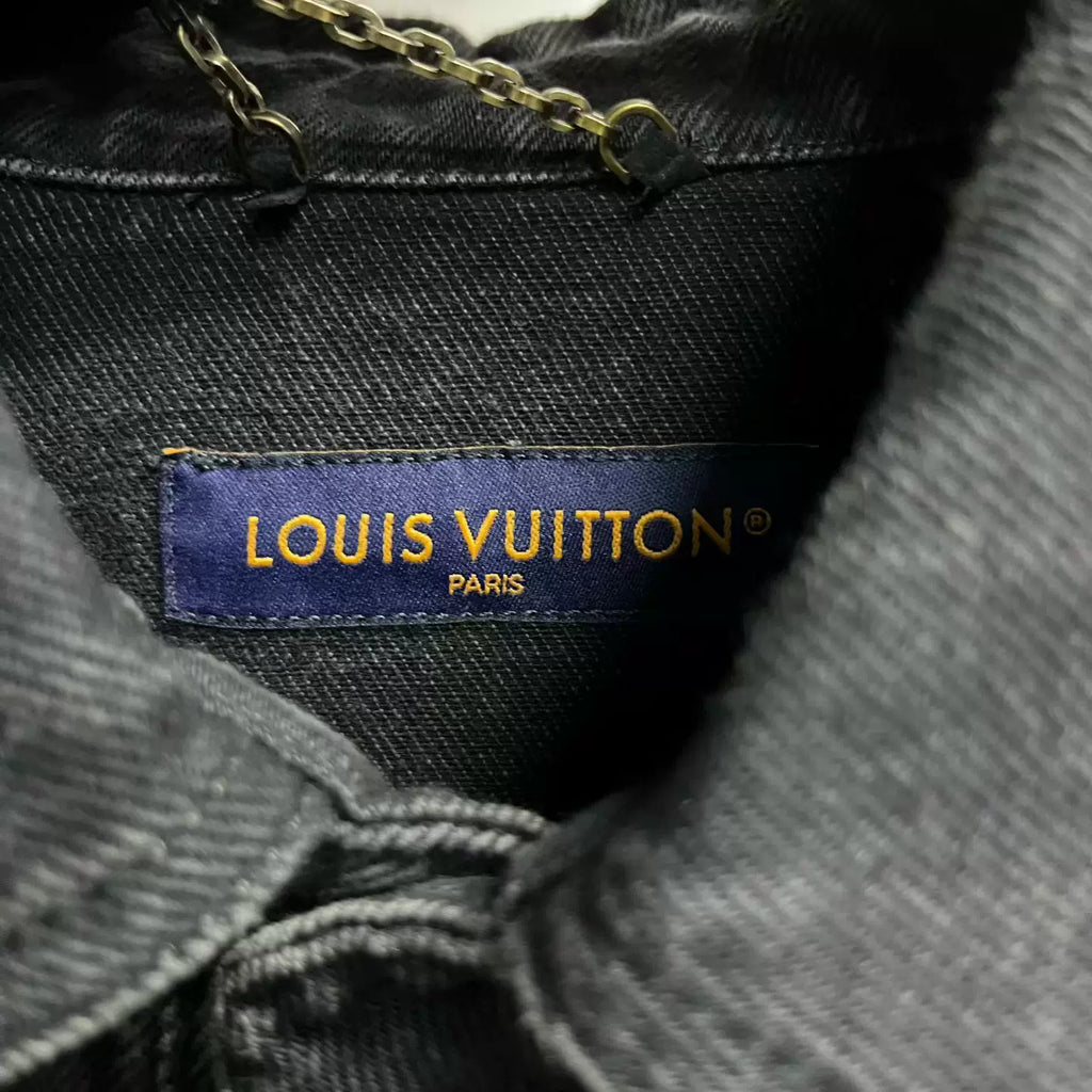 Louis Vuitton Black Logo Embossed Denim Jacket