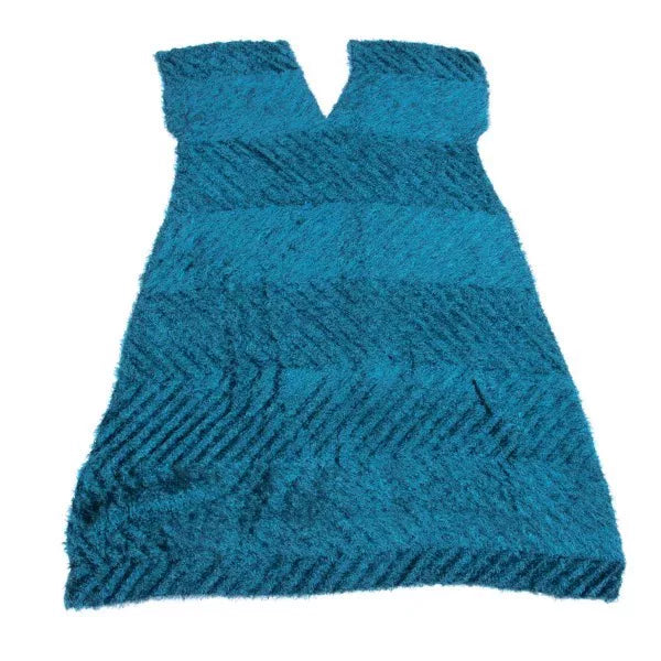 Issey Miyake Vintage Blue Faux Fur Pleated Dress