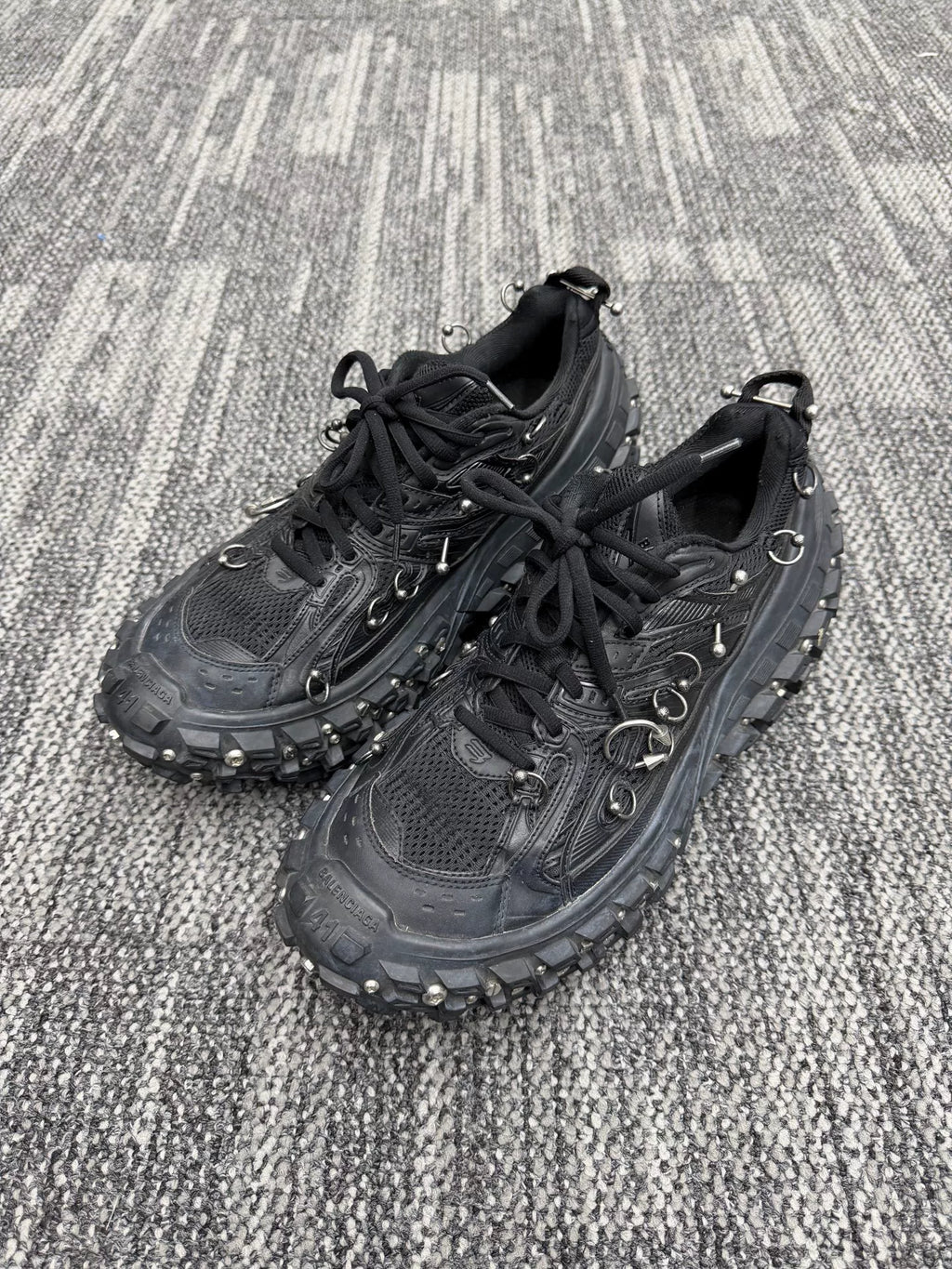 Balenciaga Black Rivet Hook Tire Sneakers