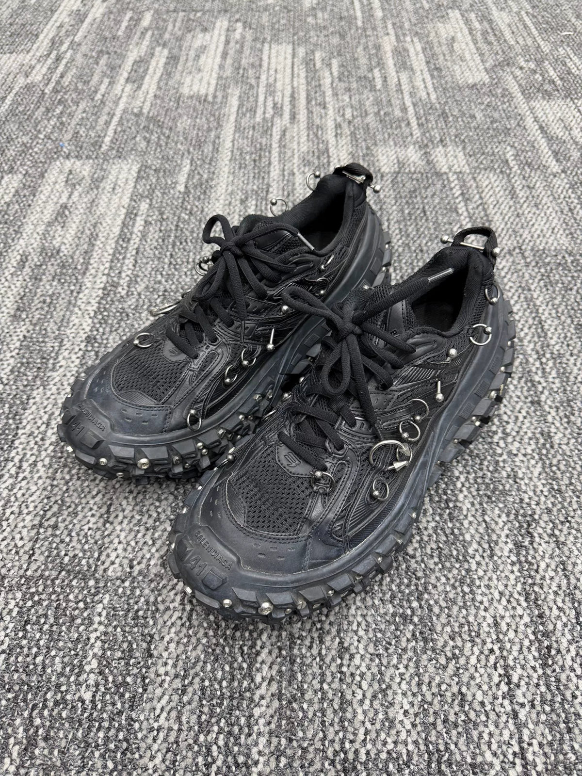 Balenciaga Black Rivet Hook Tire Sneakers