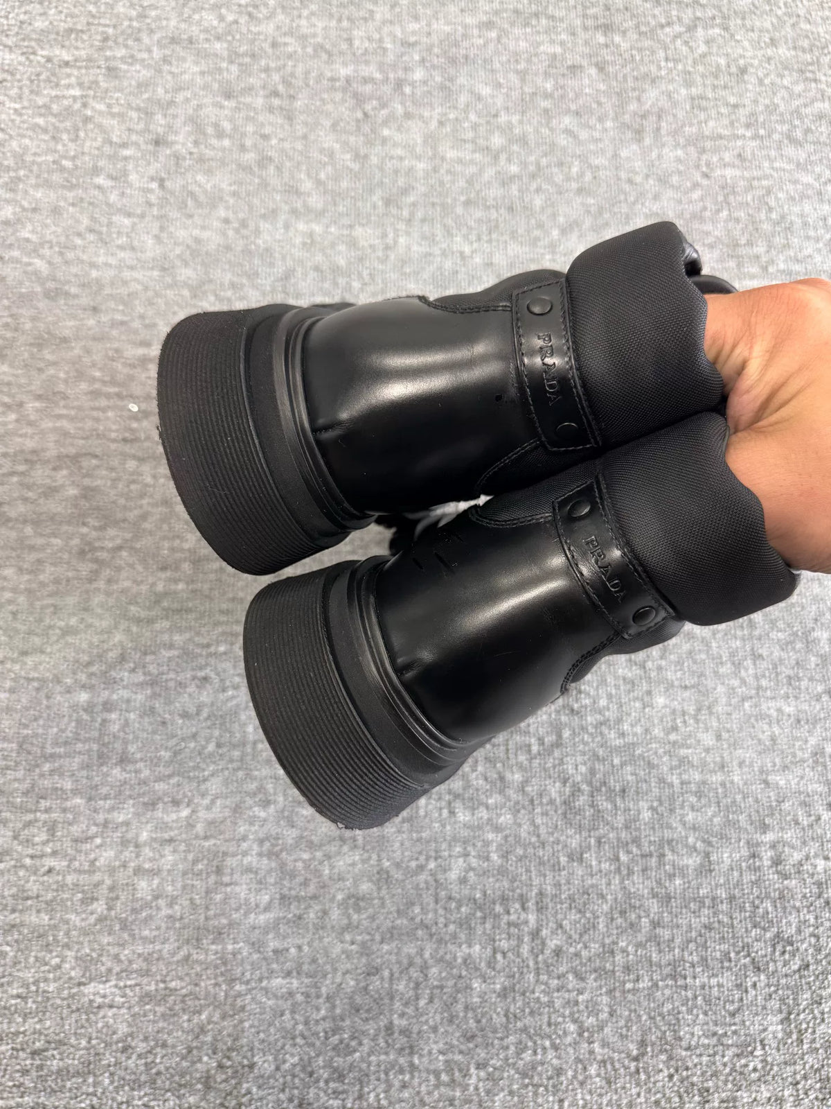 Prada Black Leather Nylon Boots