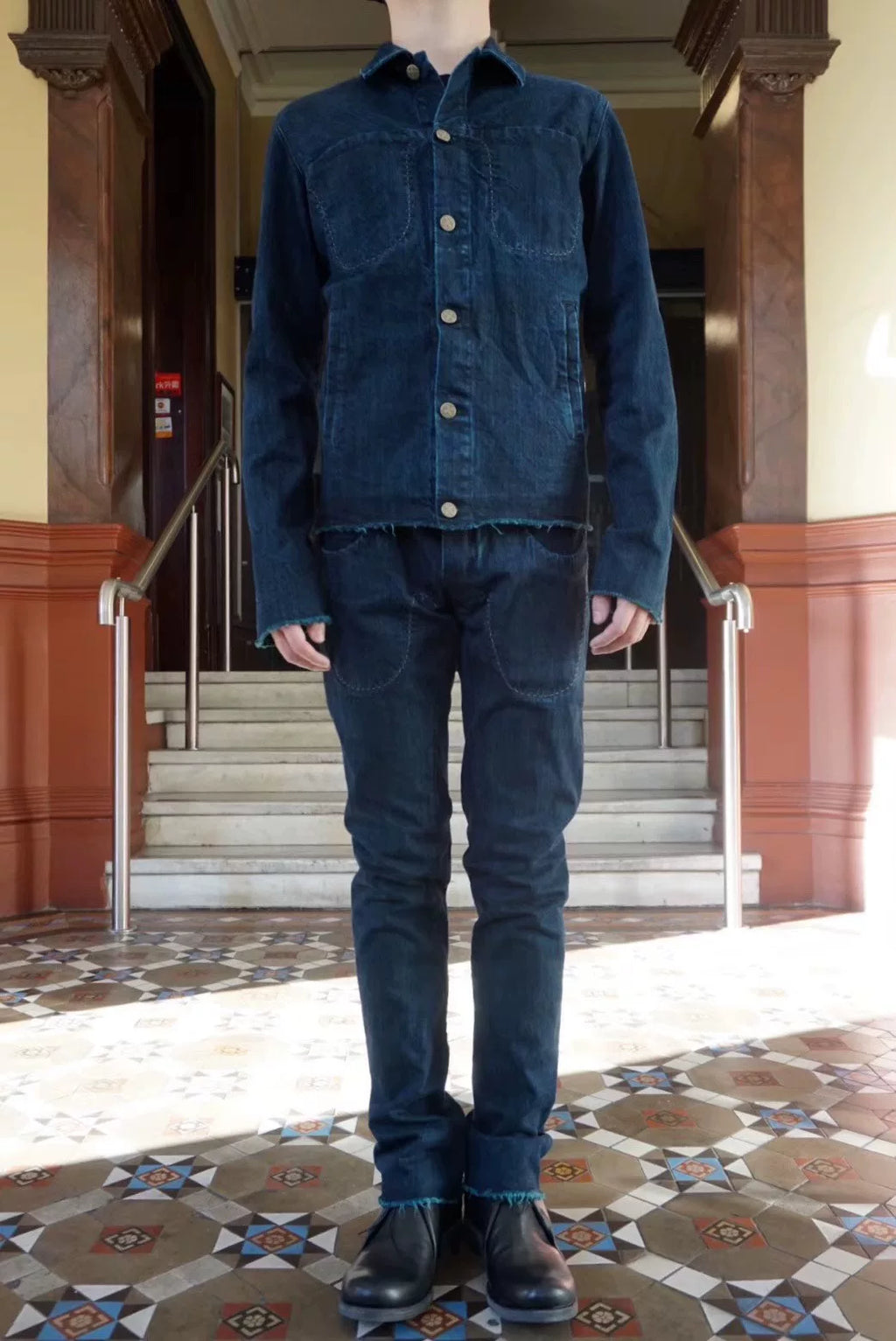 M.A+ AW18 Blue Contrast Stitch Denim Jeans