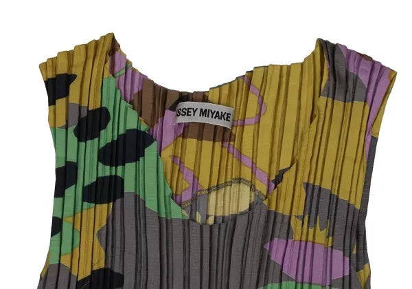 Issey Miyake Vintage Dark Floral Pleated Top