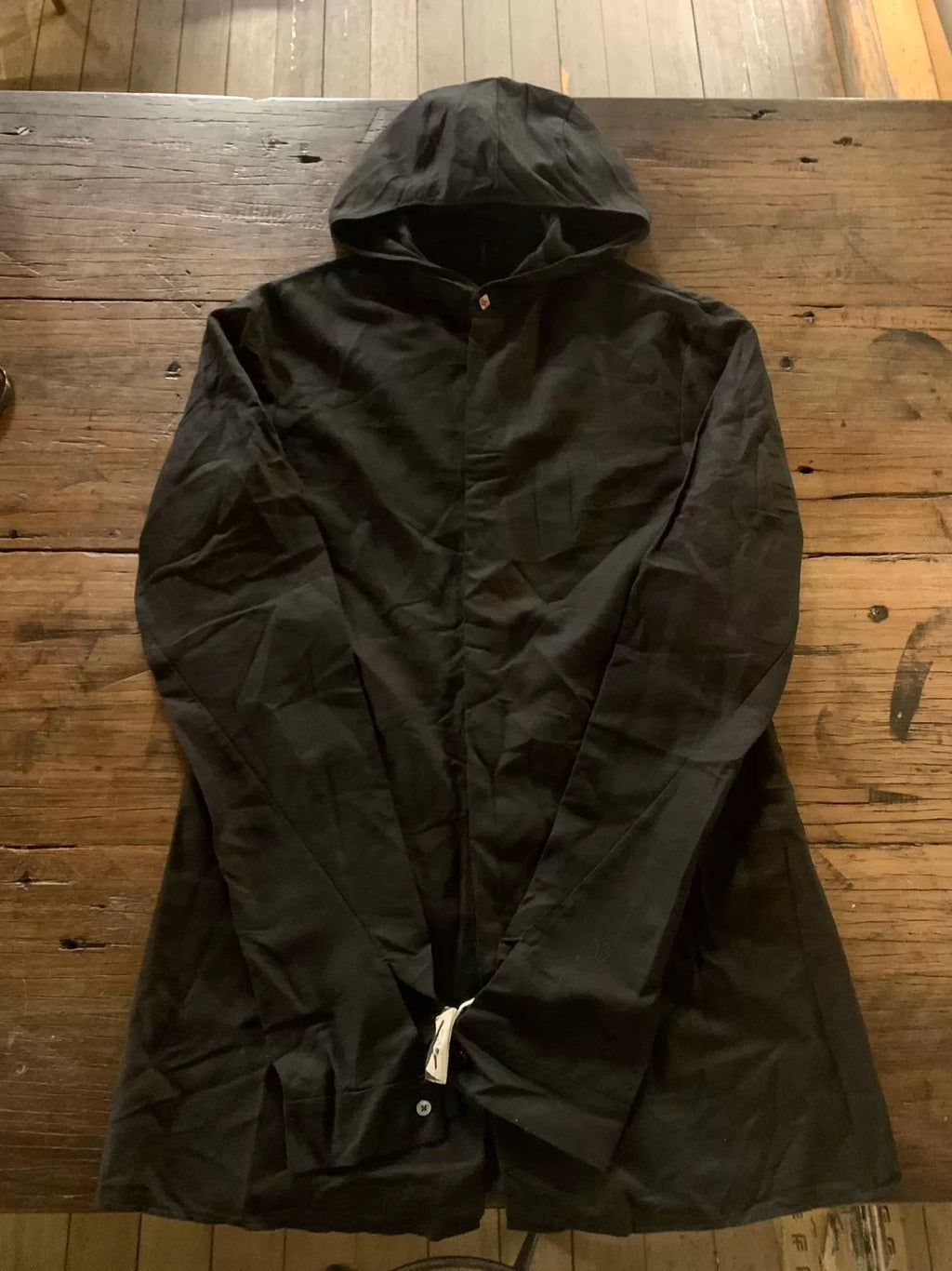 M.A+ SS18 Black Hooded Fitted Linen Shirt